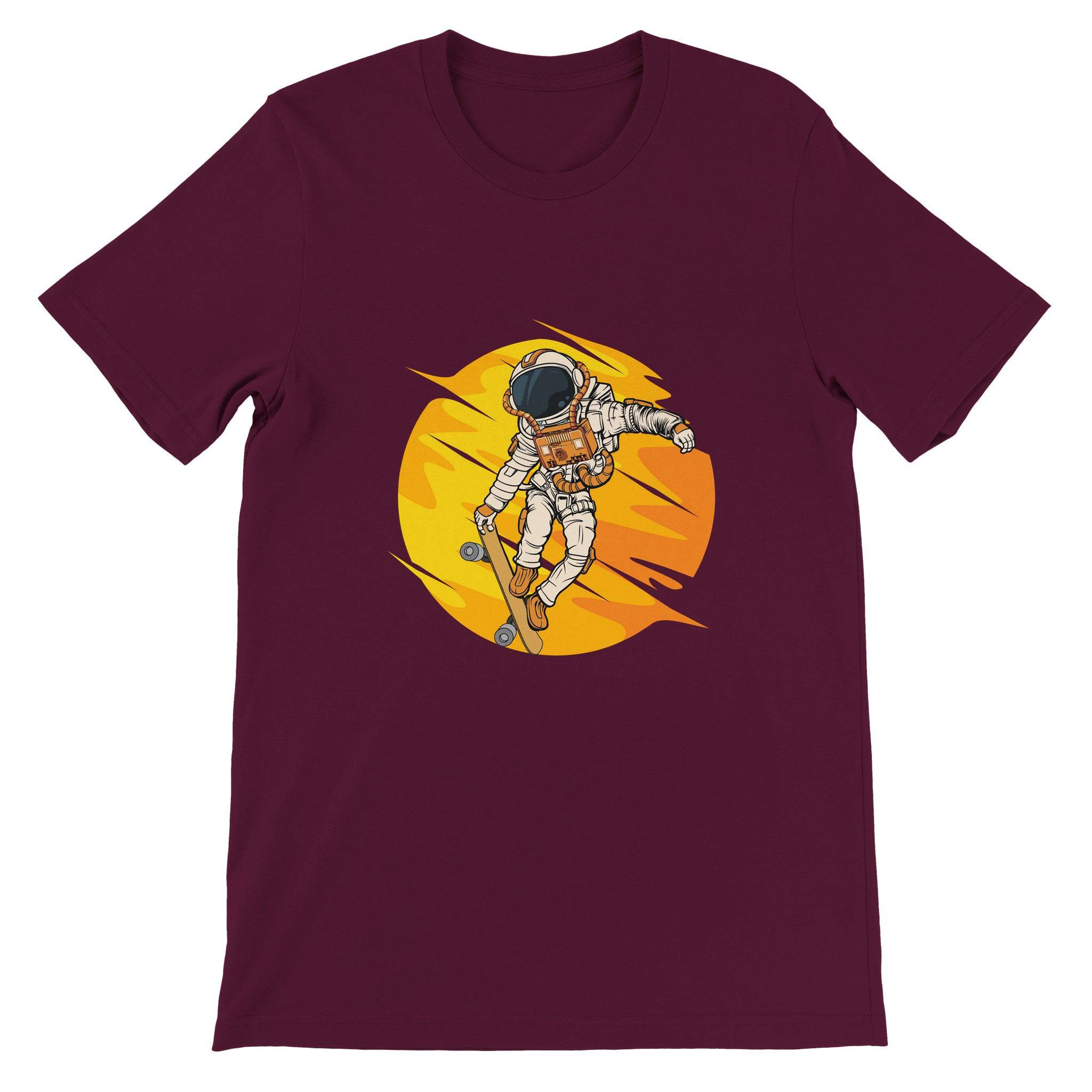 Budget Unisex Crewneck T-shirt/Astronaut-Skating-Sun - Enet Images