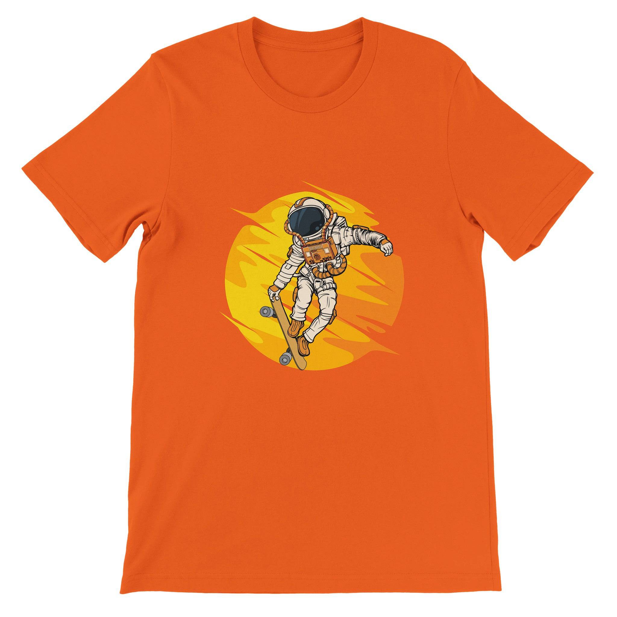 Budget Unisex Crewneck T-shirt/Astronaut-Skating-Sun - Enet Images