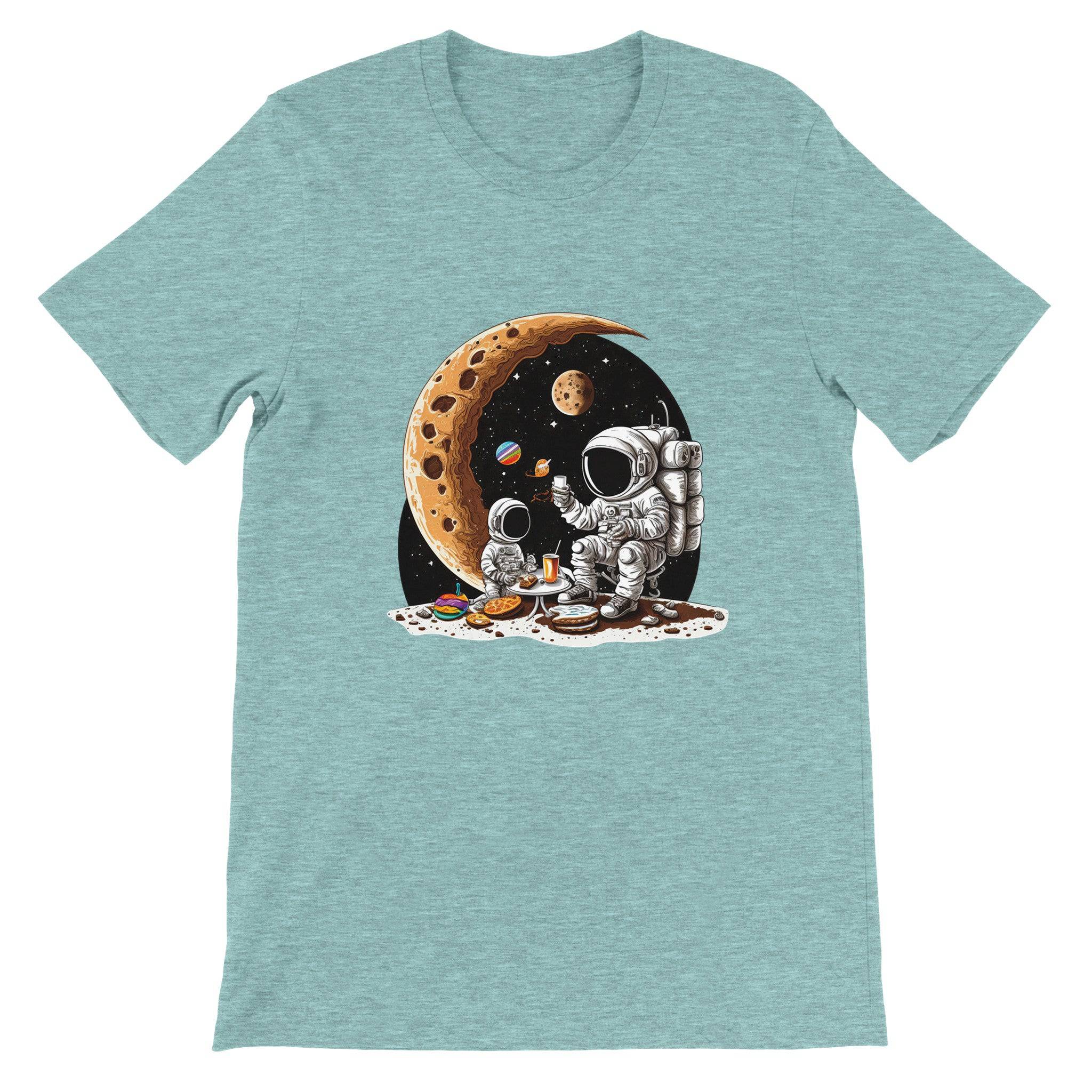 Budget Unisex Crewneck T-shirt/Astronaut-Son-Drinking-Coffee - Enet Images