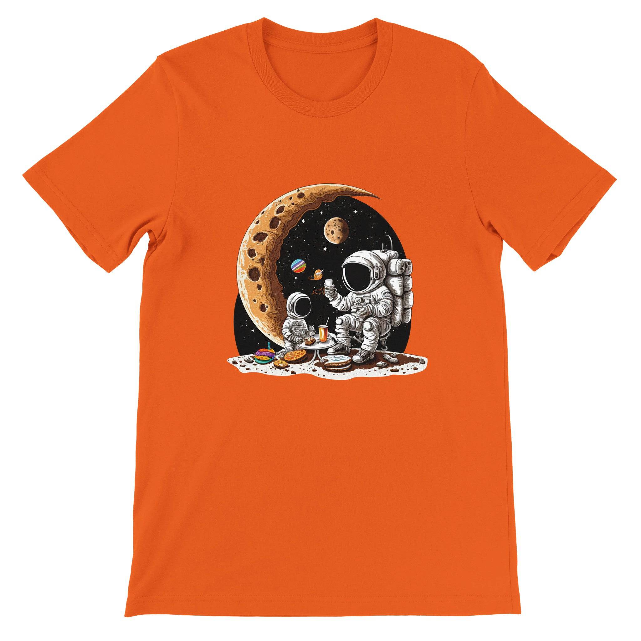 Budget Unisex Crewneck T-shirt/Astronaut-Son-Drinking-Coffee - Enet Images