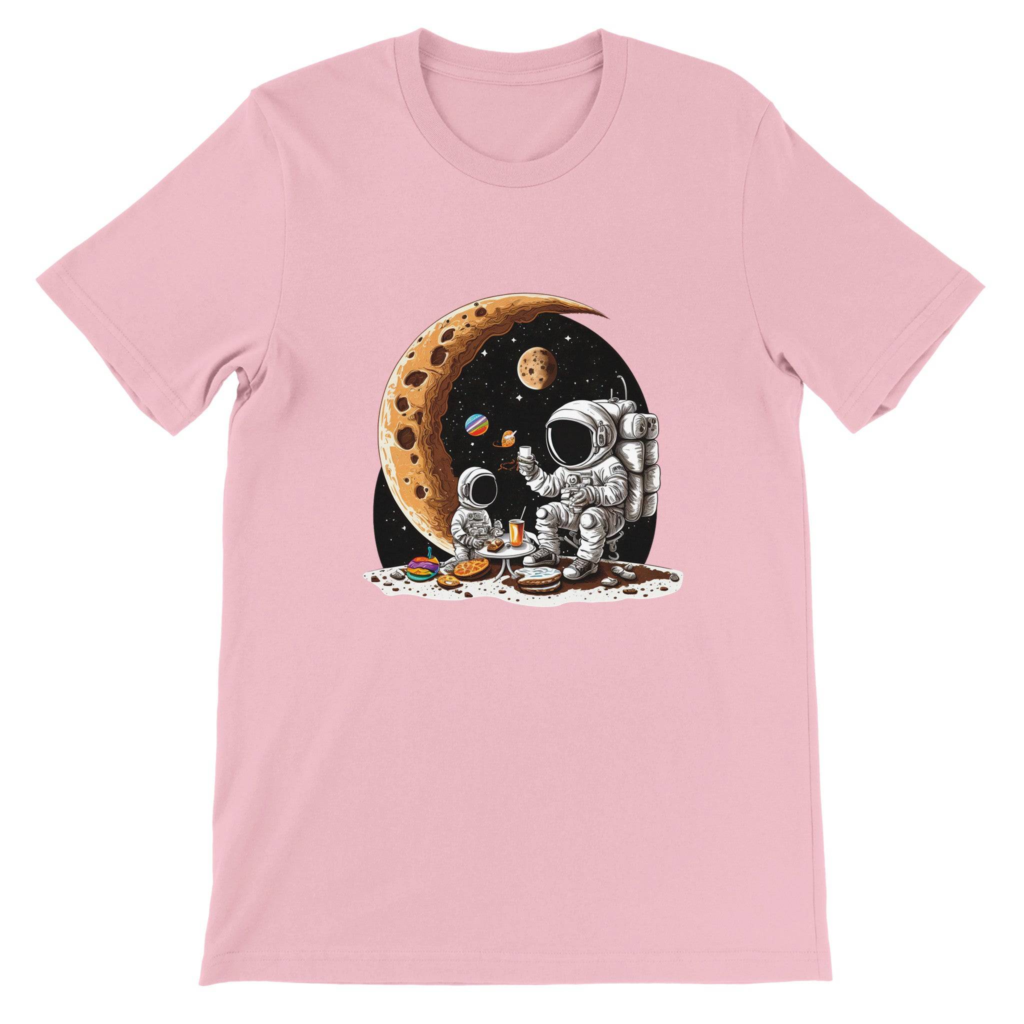 Budget Unisex Crewneck T-shirt/Astronaut-Son-Drinking-Coffee - Enet Images