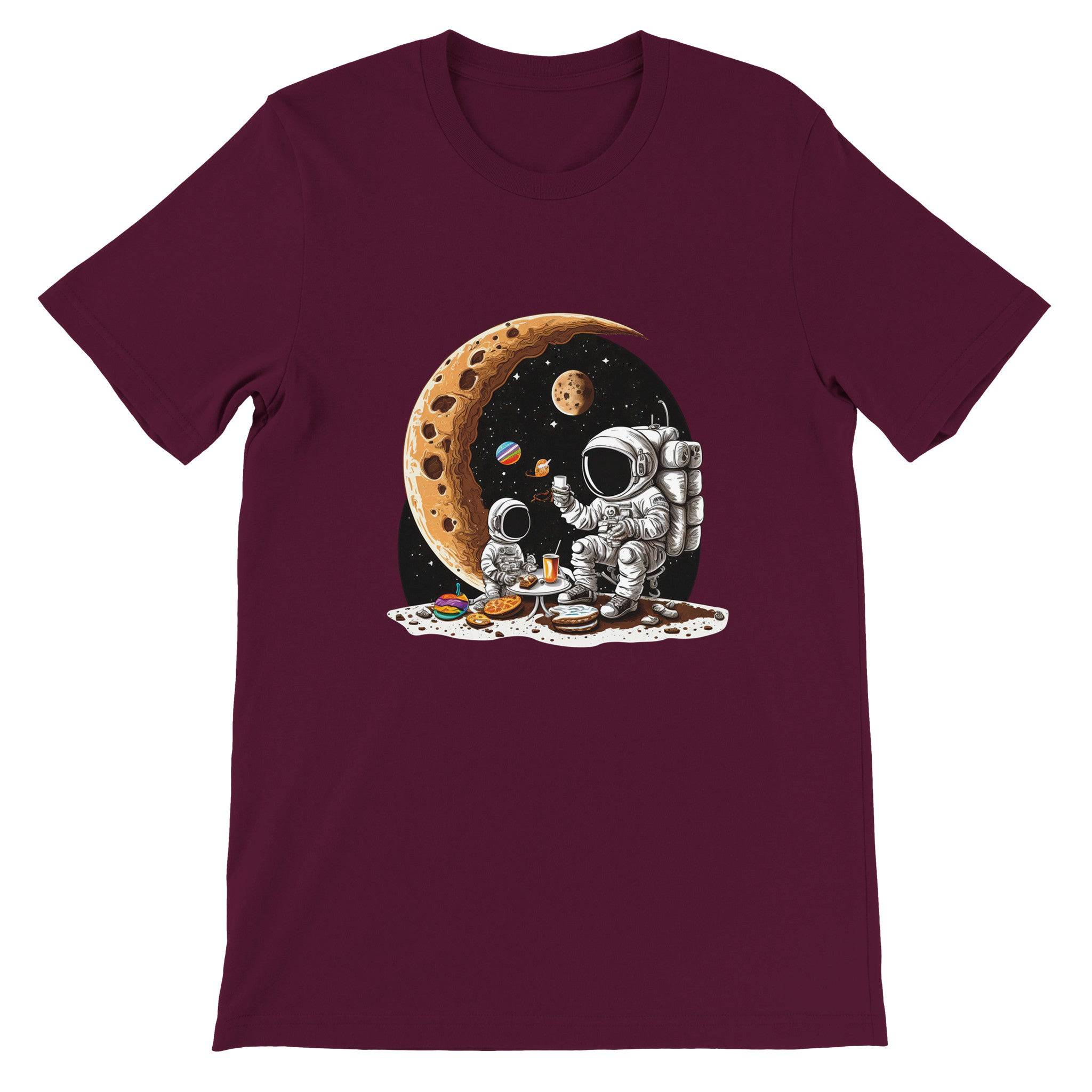 Budget Unisex Crewneck T-shirt/Astronaut-Son-Drinking-Coffee - Enet Images