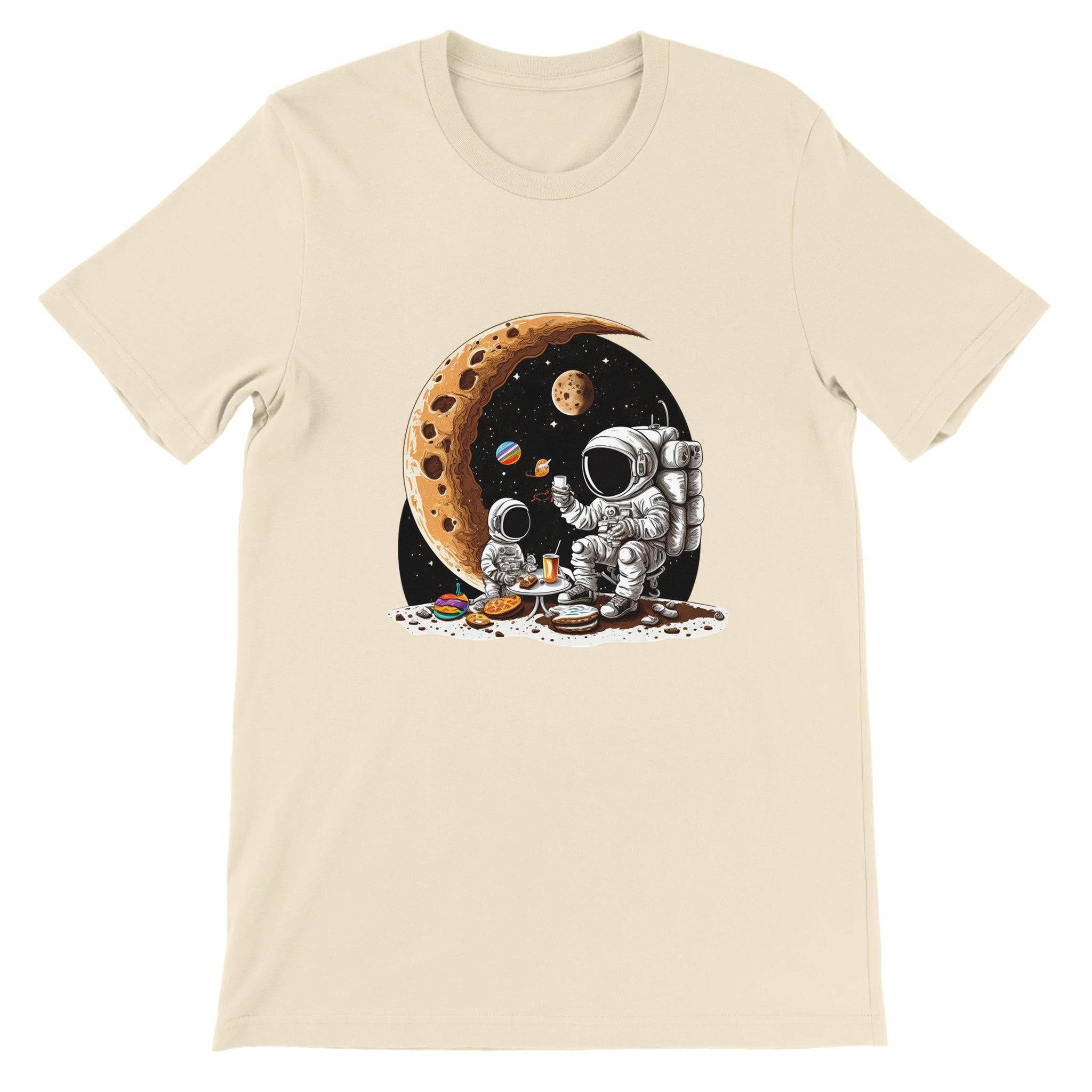 Budget Unisex Crewneck T-shirt/Astronaut-Son-Drinking-Coffee - Enet Images