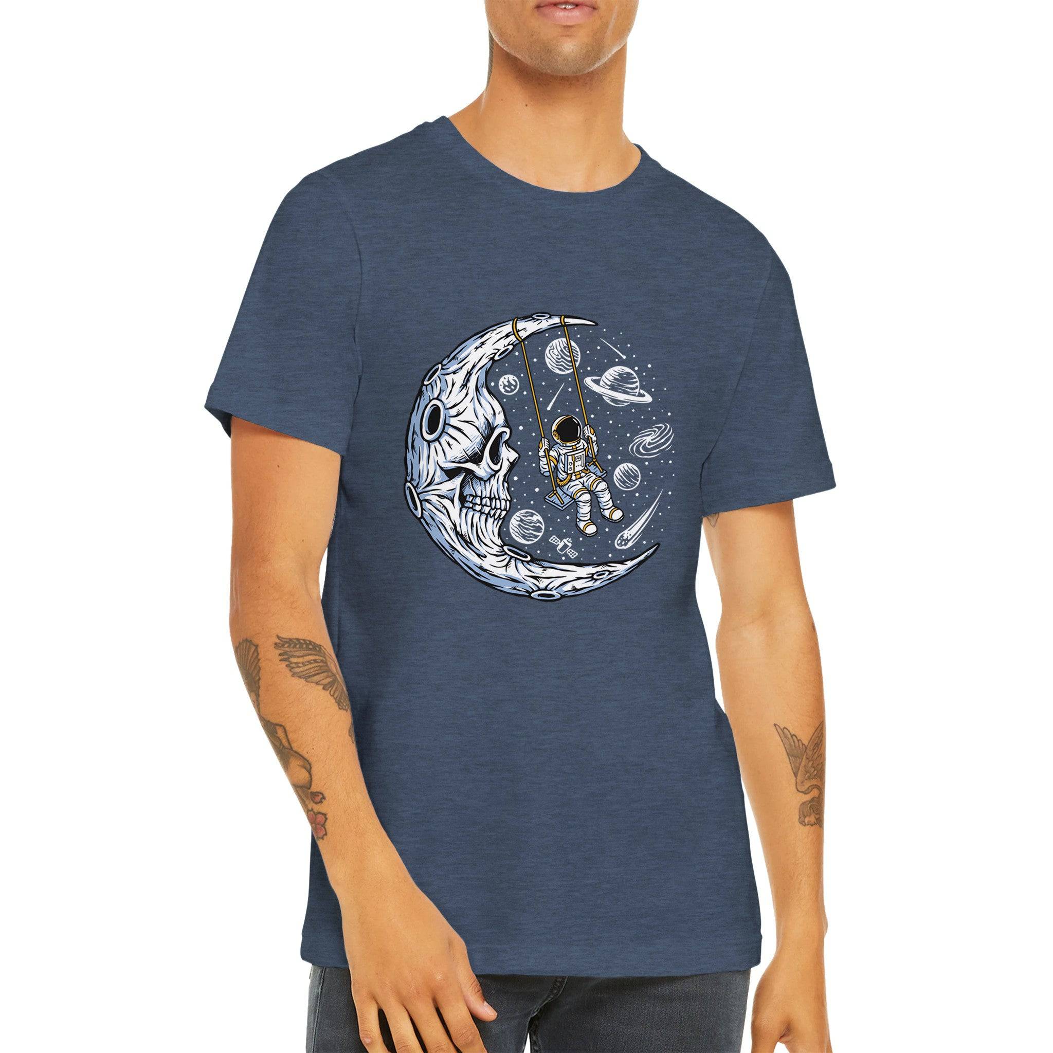 Budget Unisex Crewneck T-shirt/Astronaut-Swing-Skull - Enet Images