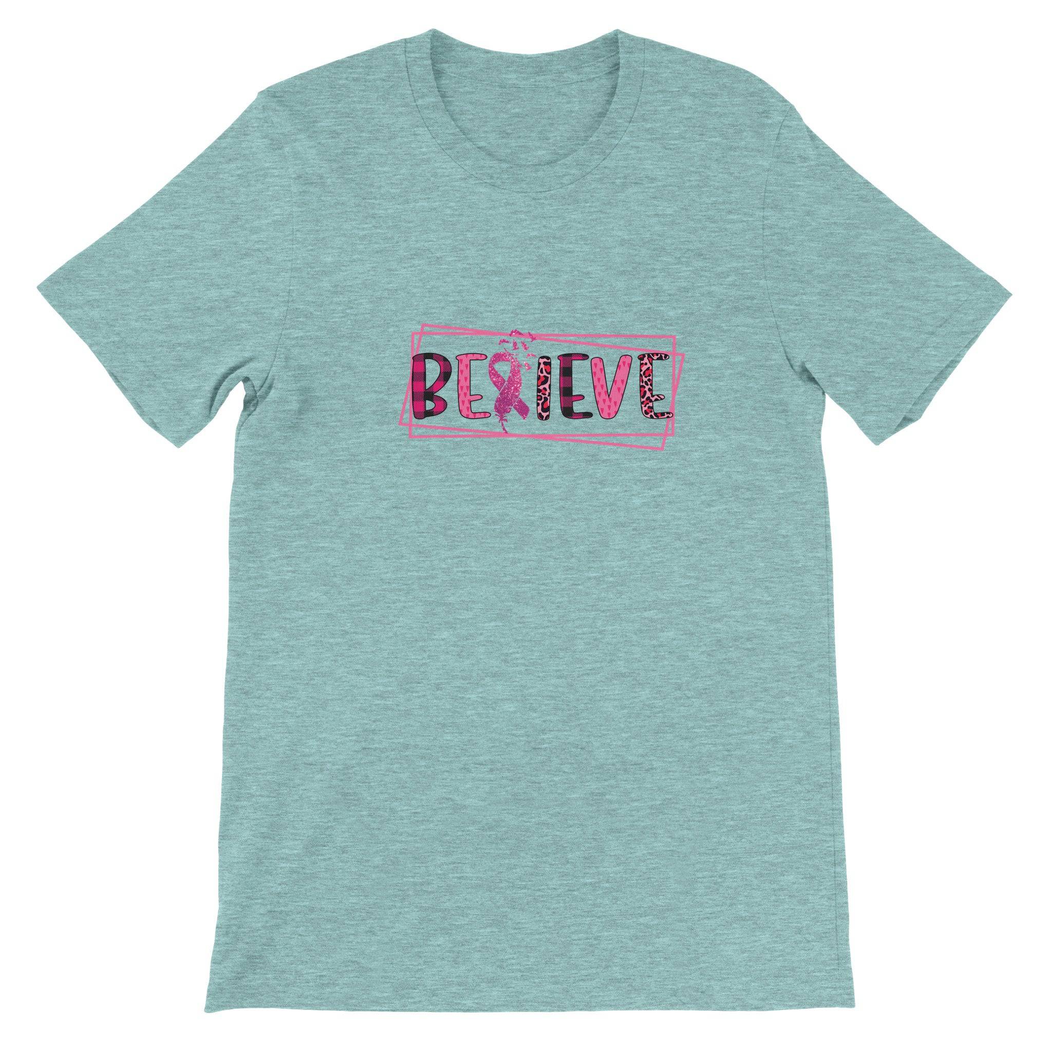 Budget Unisex Crewneck T-shirt/Believe-Cancer-Motivation - Enet Images
