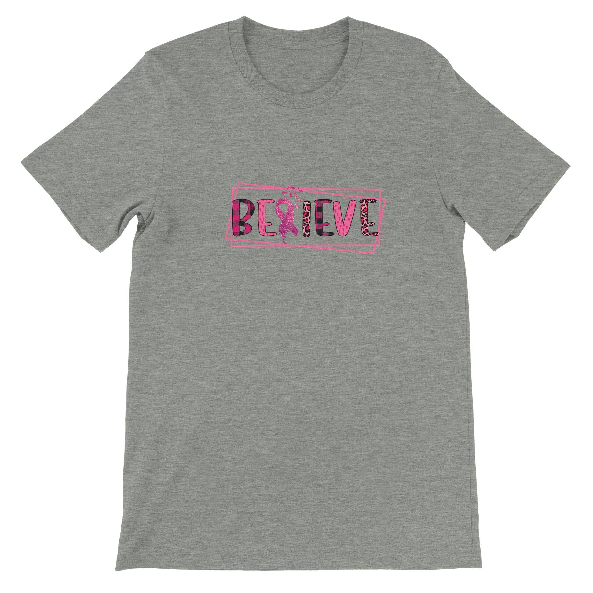 Budget Unisex Crewneck T-shirt/Believe-Cancer-Motivation - Enet Images