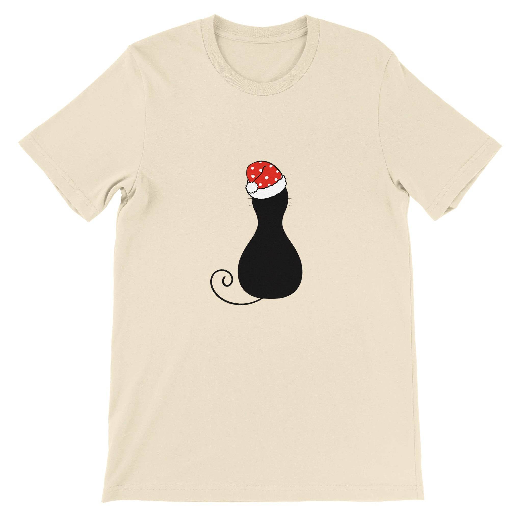 Budget Unisex Crewneck T-shirt/Black-Cat-Christmas - Enet Images