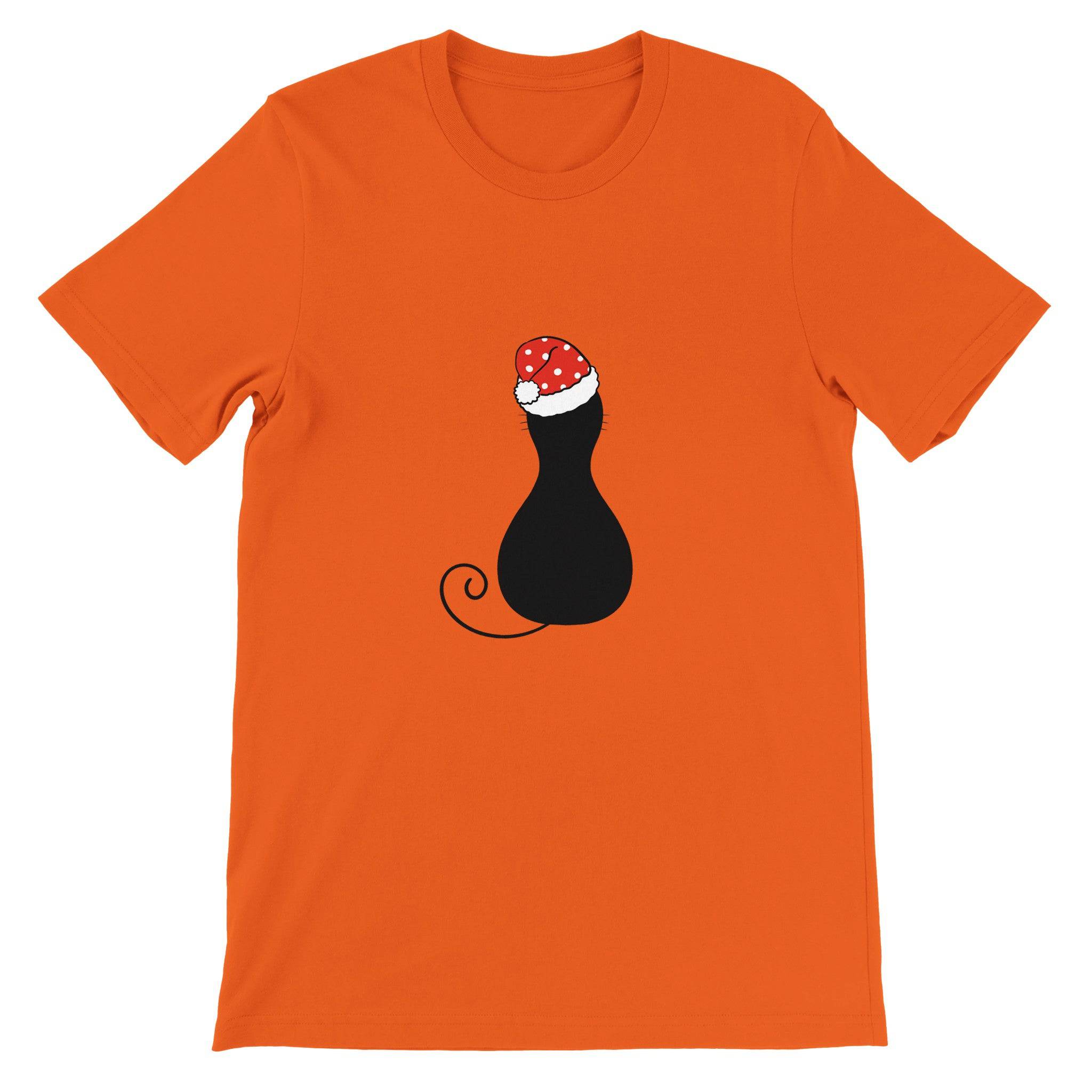 Budget Unisex Crewneck T-shirt/Black-Cat-Christmas - Enet Images