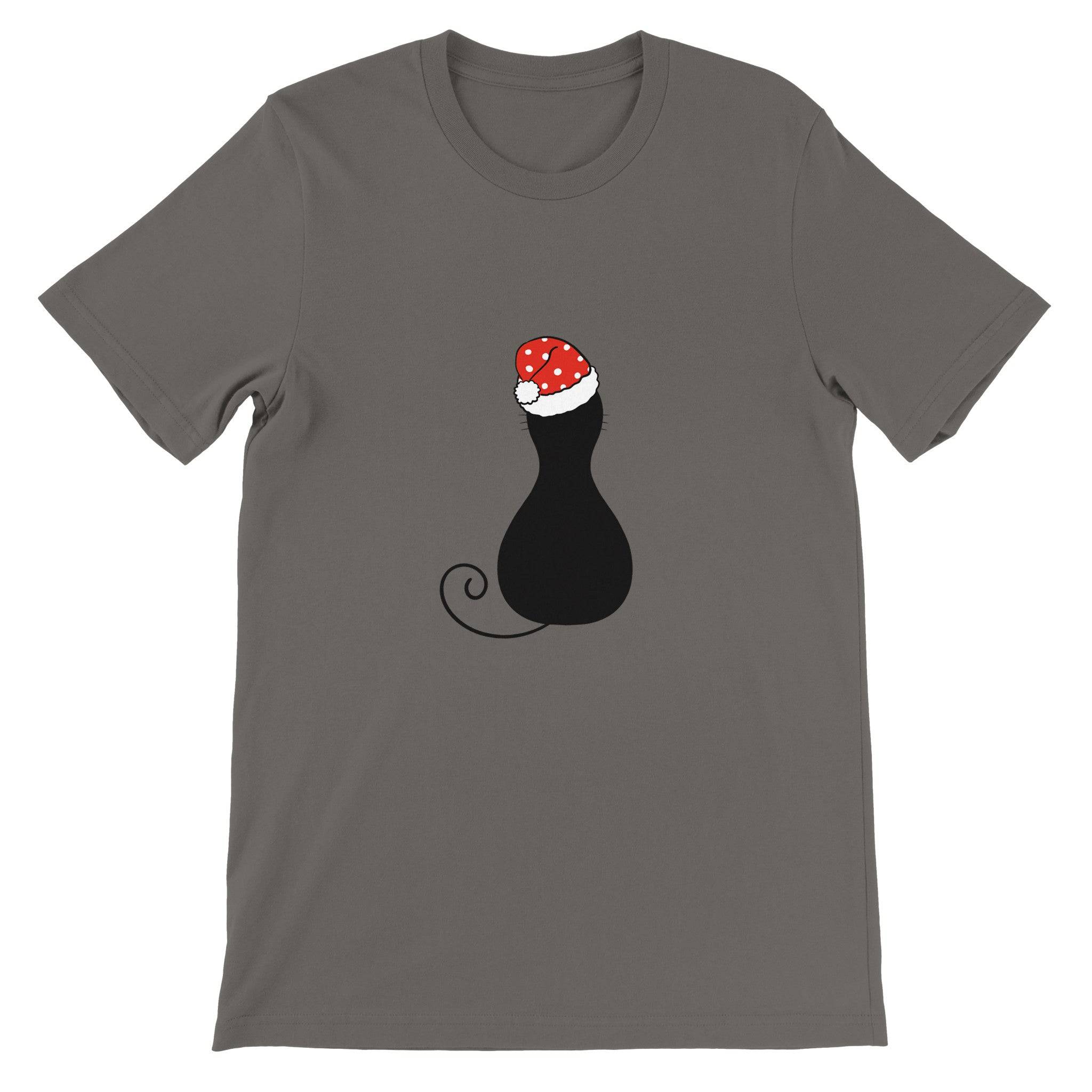 Budget Unisex Crewneck T-shirt/Black-Cat-Christmas - Enet Images