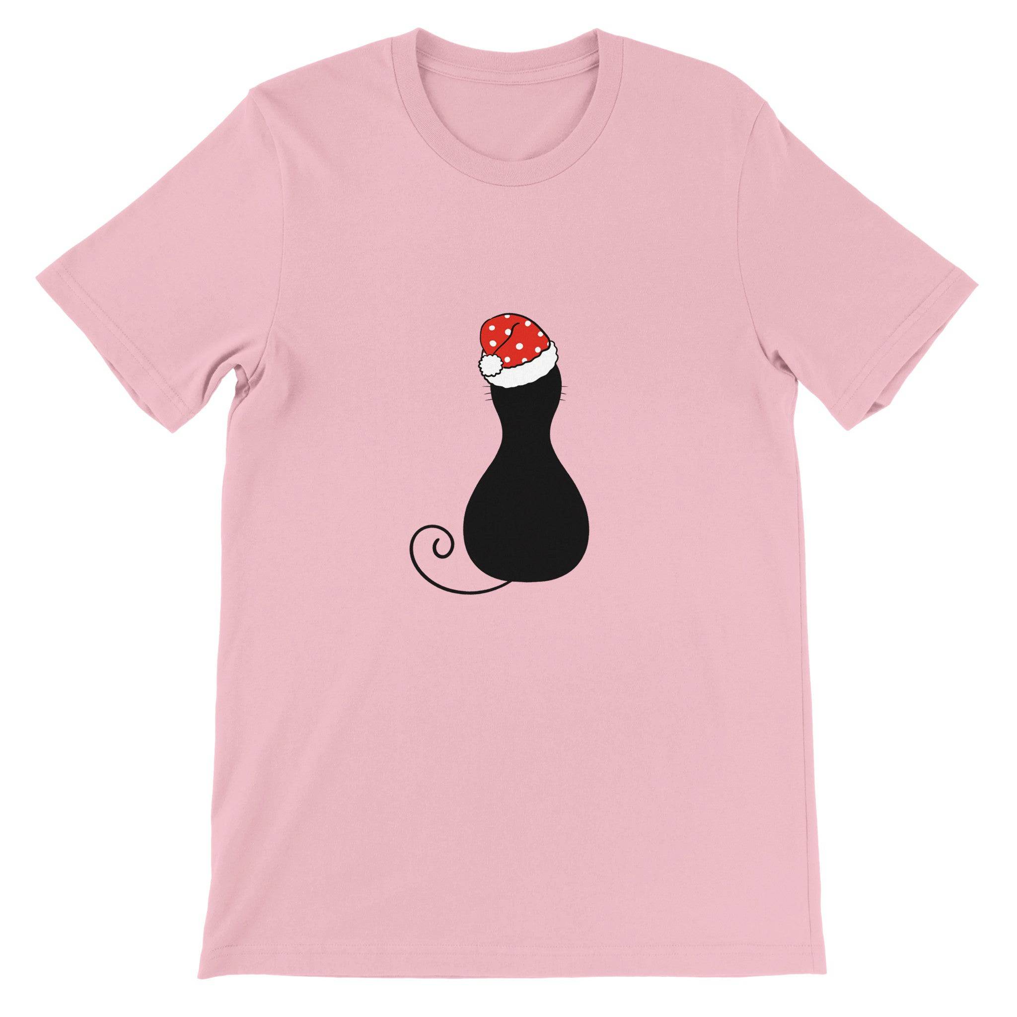 Budget Unisex Crewneck T-shirt/Black-Cat-Christmas - Enet Images