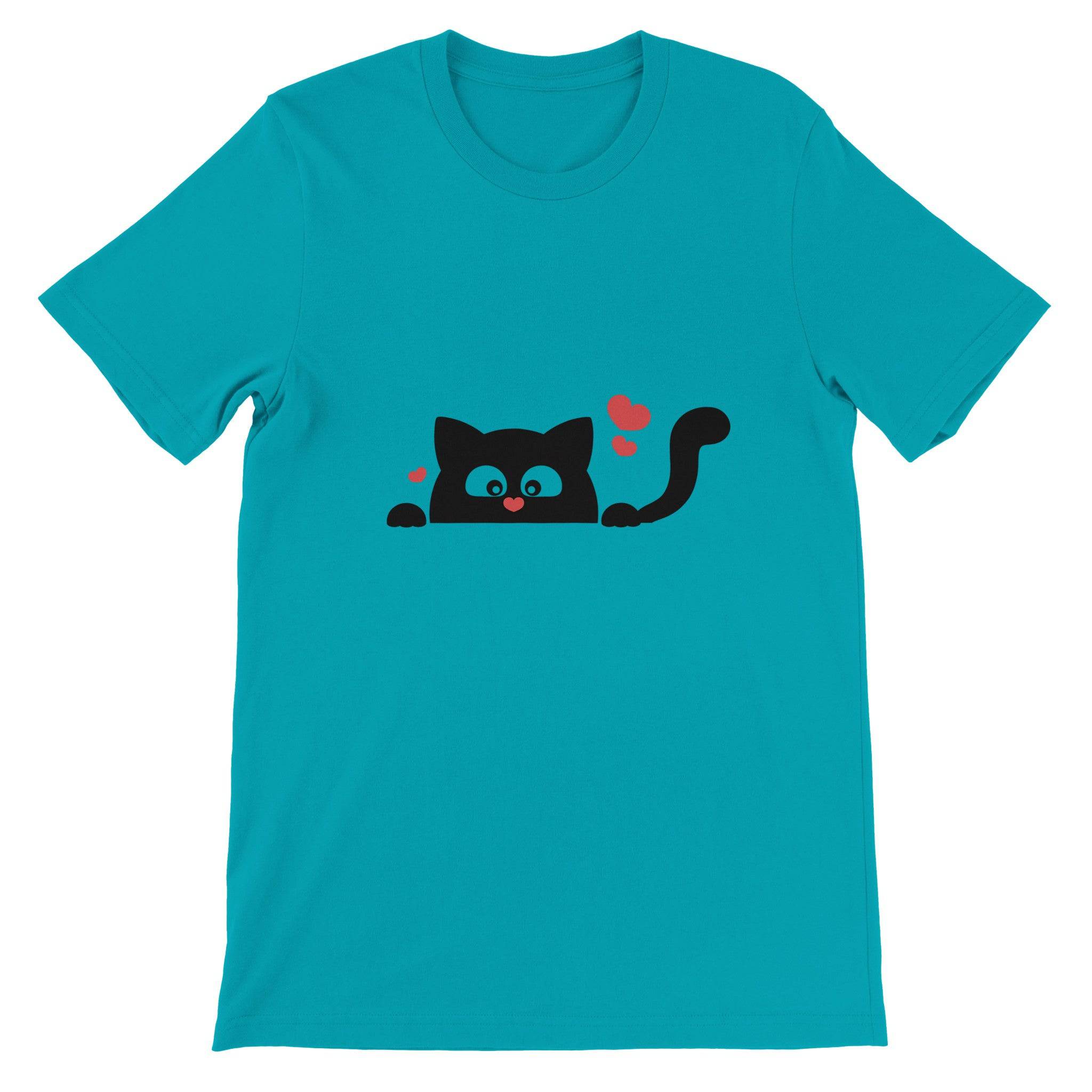 Budget Unisex Crewneck T-shirt/Black-Cat-Love - Enet Images