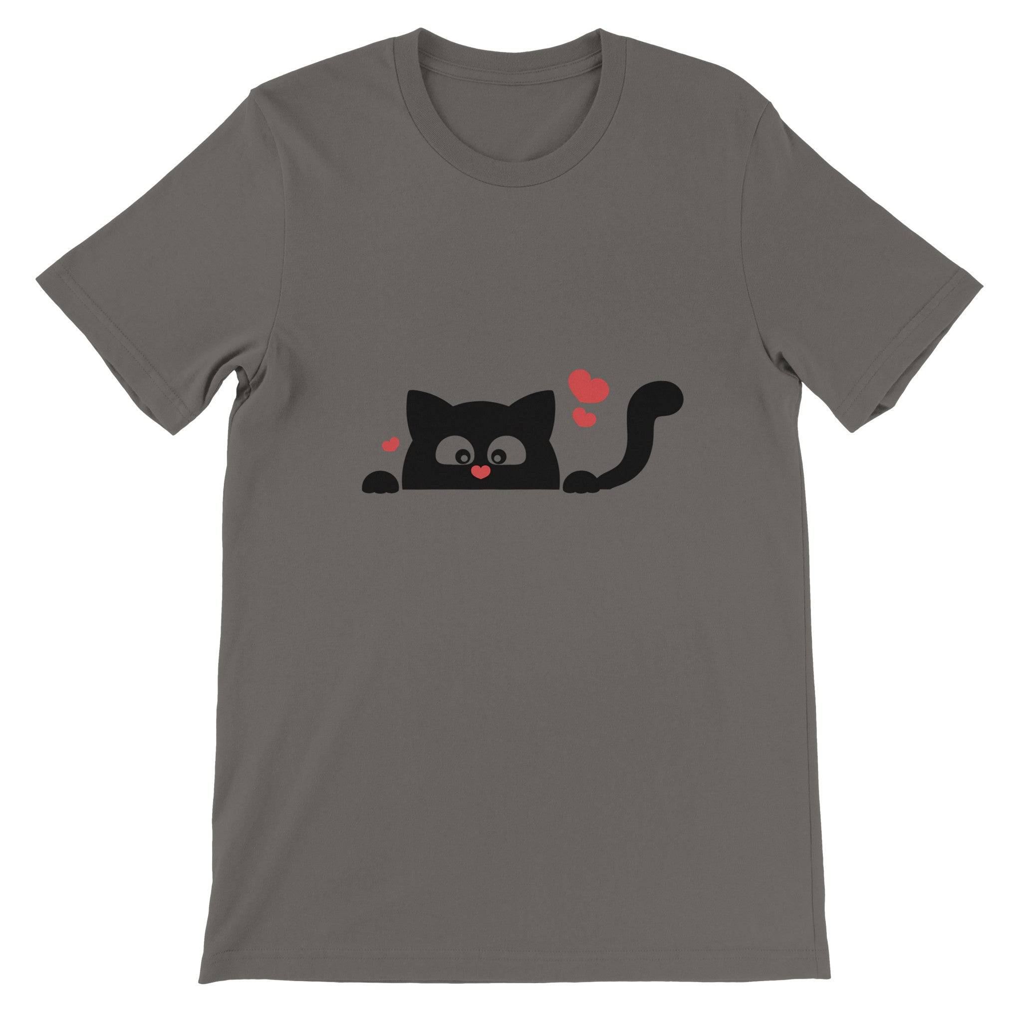 Budget Unisex Crewneck T-shirt/Black-Cat-Love - Enet Images