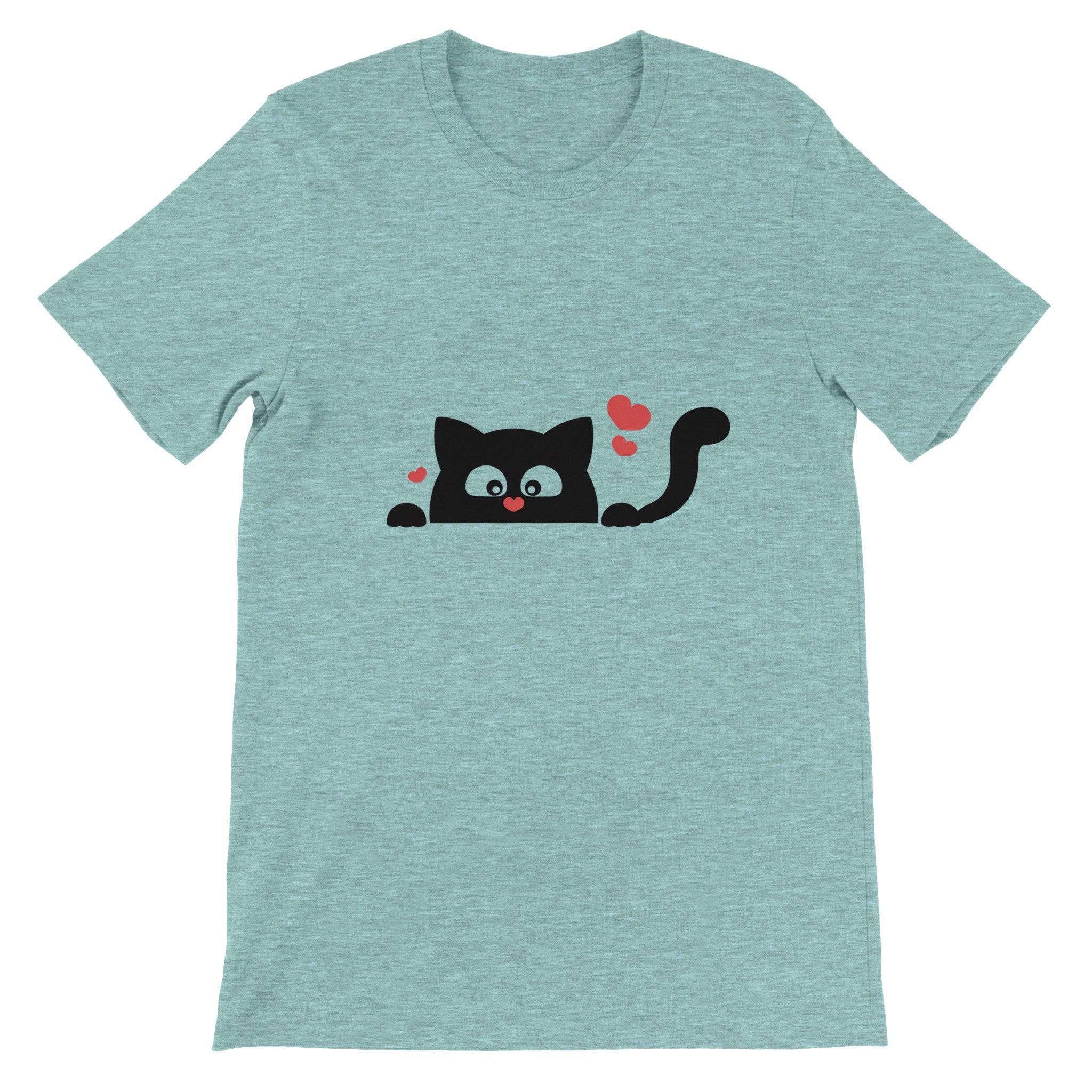Budget Unisex Crewneck T-shirt/Black-Cat-Love - Enet Images