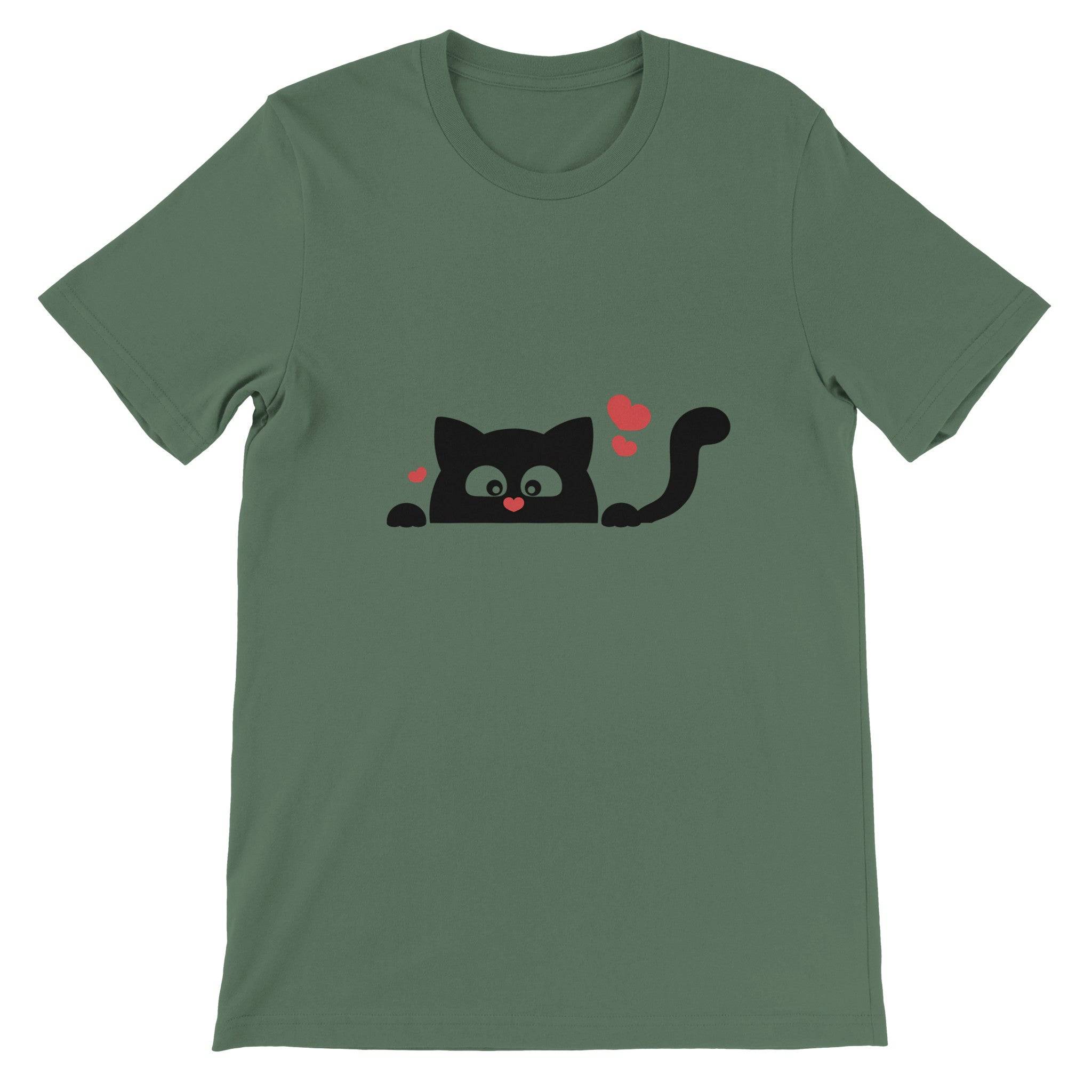Budget Unisex Crewneck T-shirt/Black-Cat-Love - Enet Images