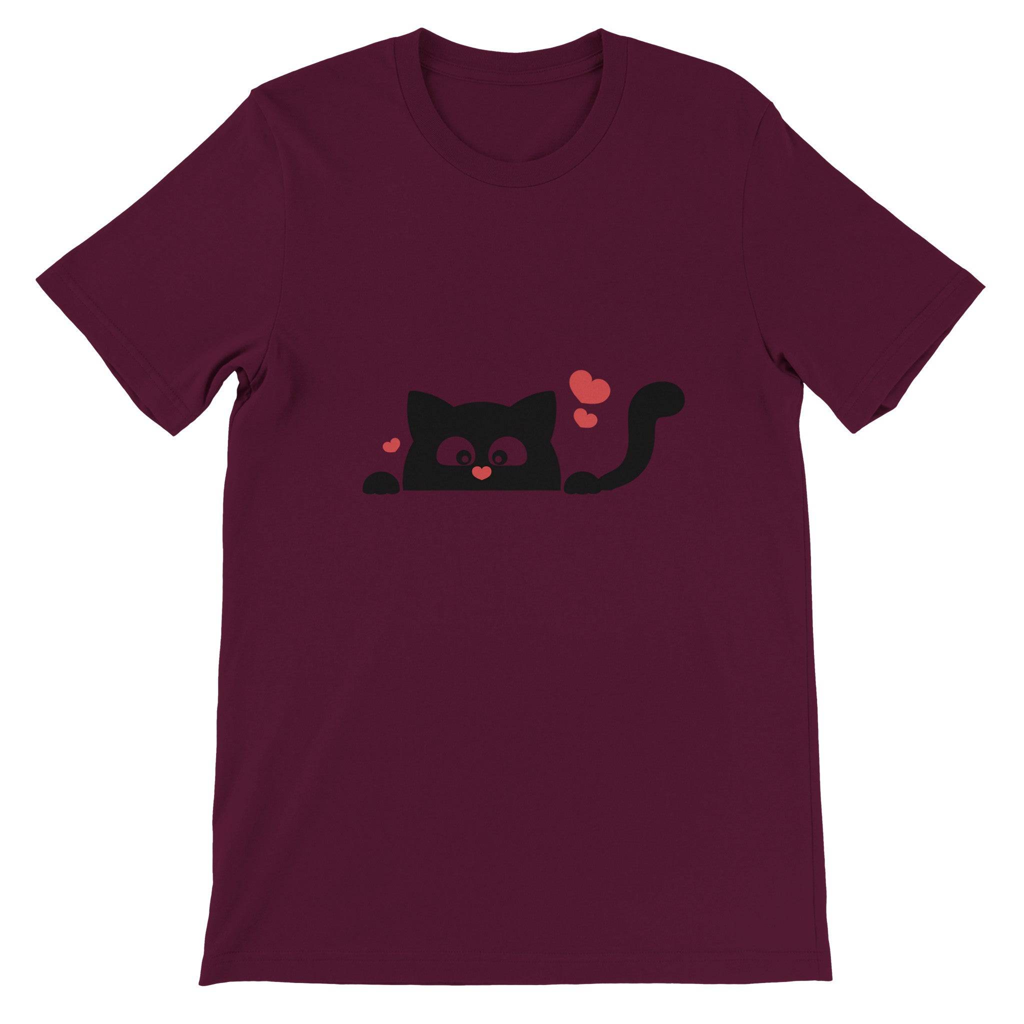 Budget Unisex Crewneck T-shirt/Black-Cat-Love - Enet Images