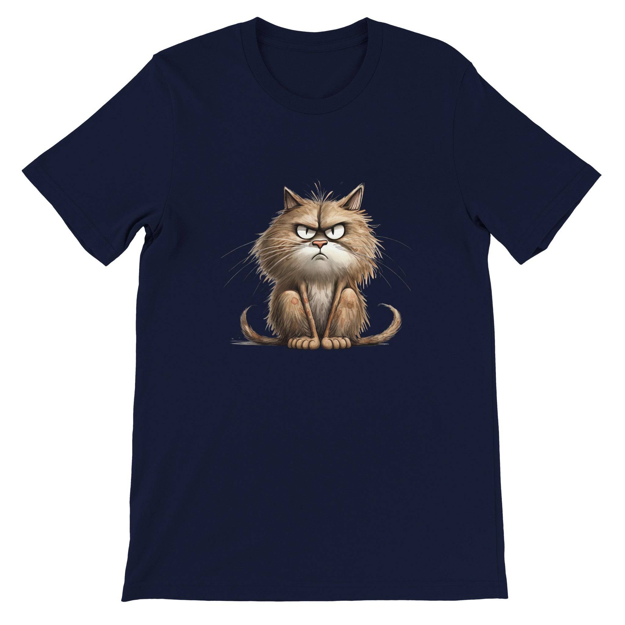 Budget Unisex Crewneck T-shirt/Cat-Angry-Face - Enet Images