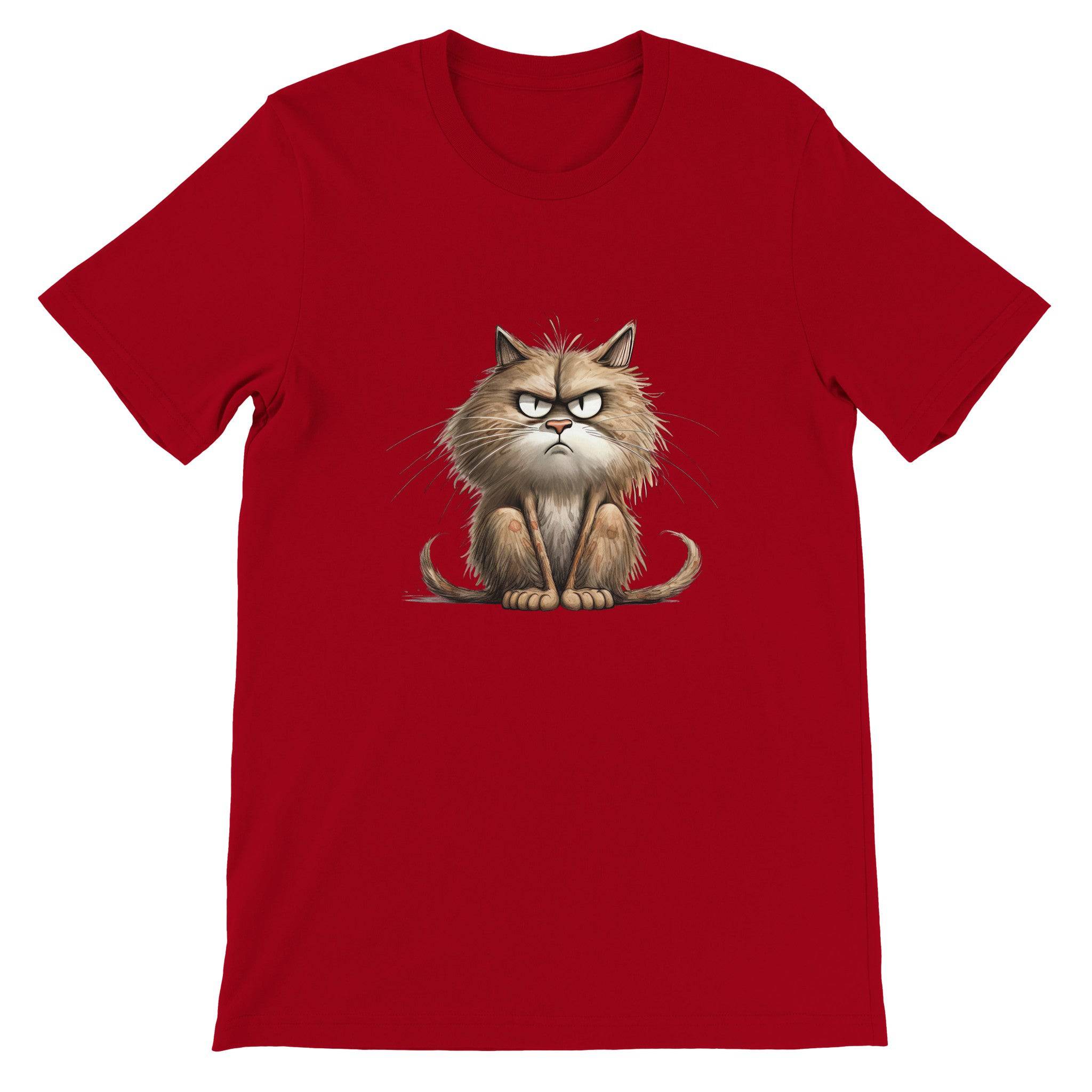 Budget Unisex Crewneck T-shirt/Cat-Angry-Face - Enet Images