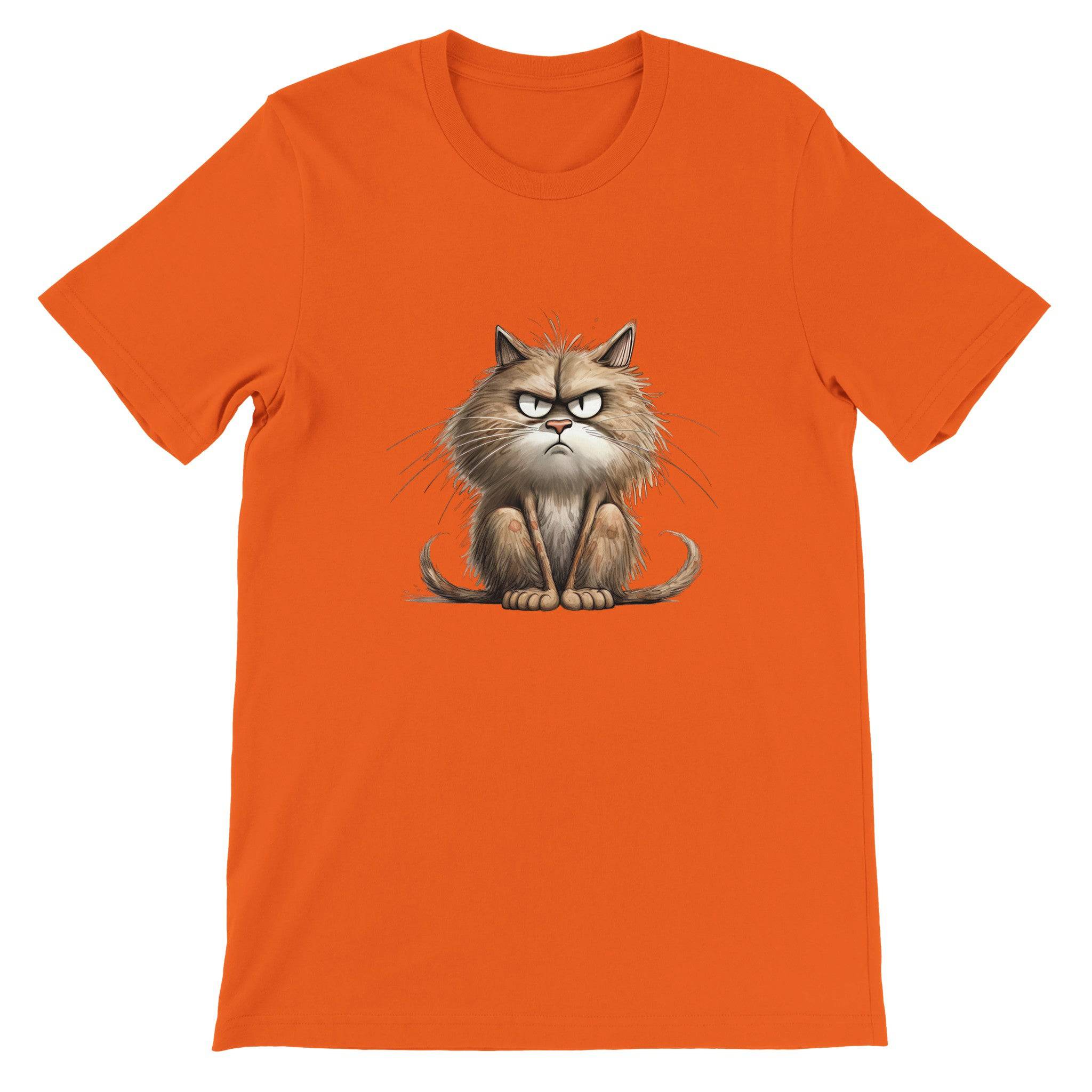 Budget Unisex Crewneck T-shirt/Cat-Angry-Face - Enet Images