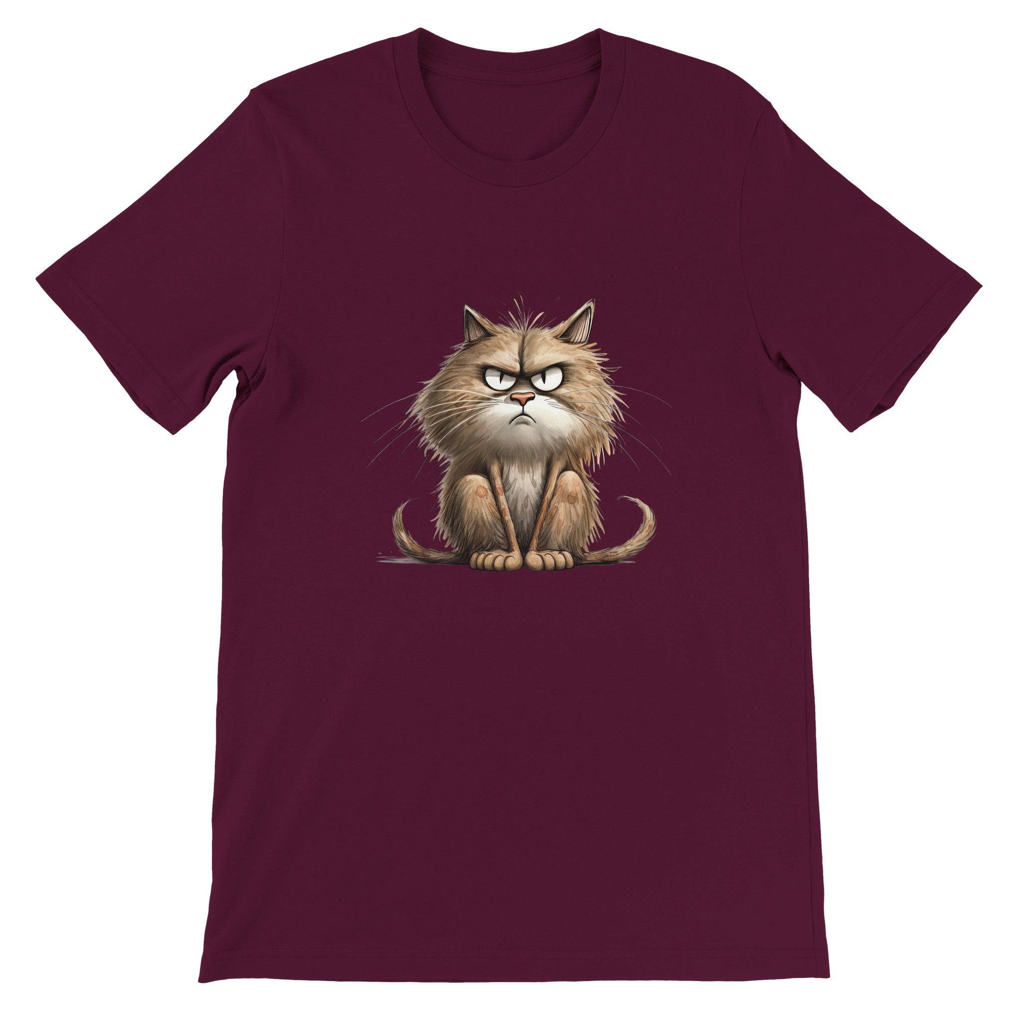 Budget Unisex Crewneck T-shirt/Cat-Angry-Face - Enet Images