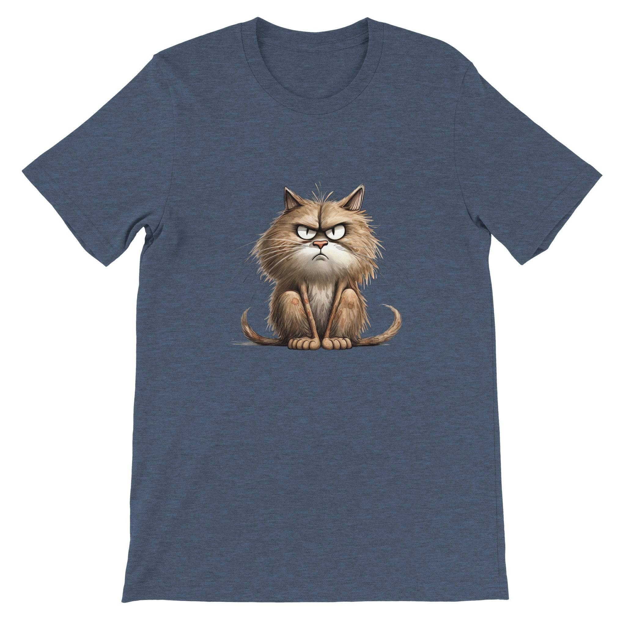 Budget Unisex Crewneck T-shirt/Cat-Angry-Face - Enet Images