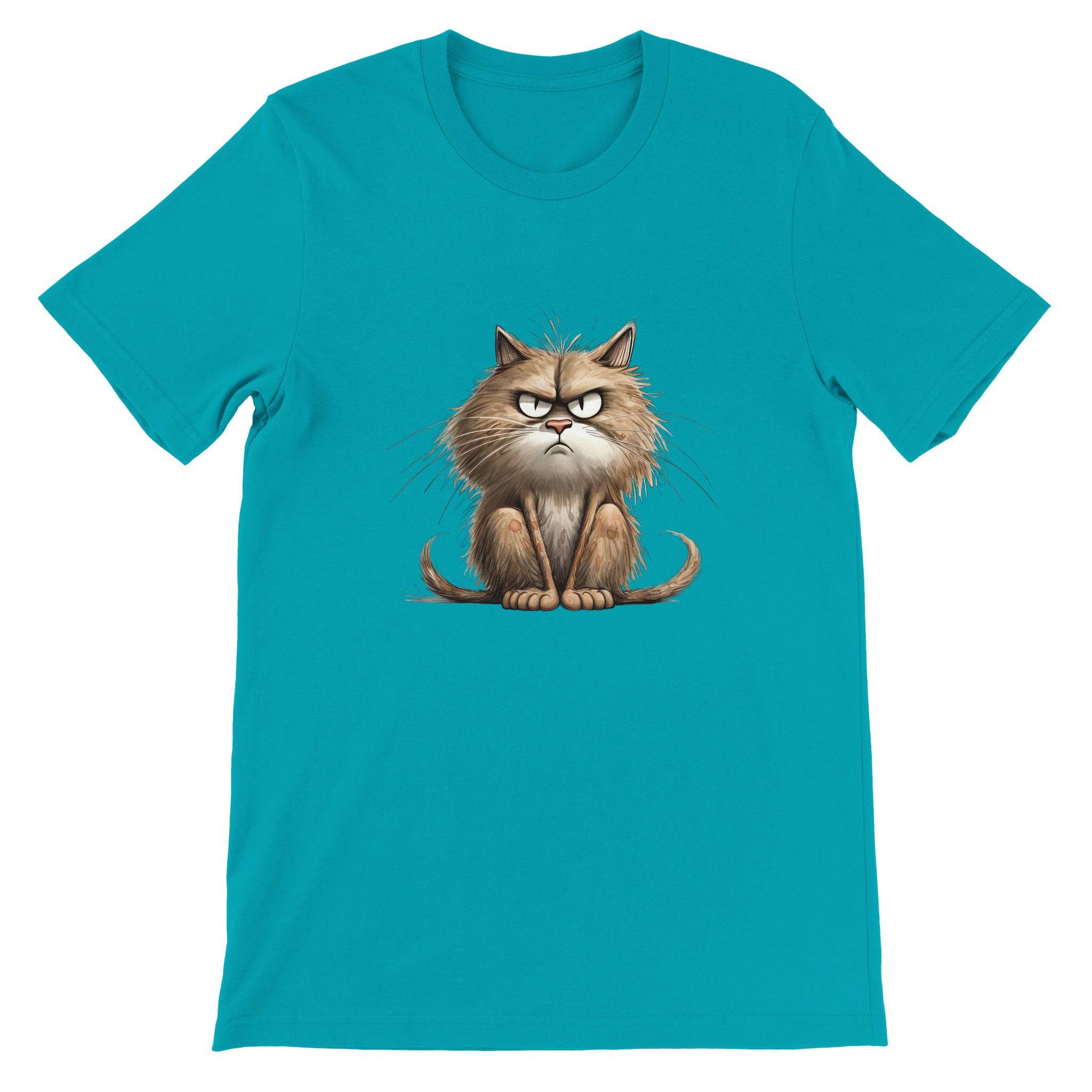 Budget Unisex Crewneck T-shirt/Cat-Angry-Face - Enet Images