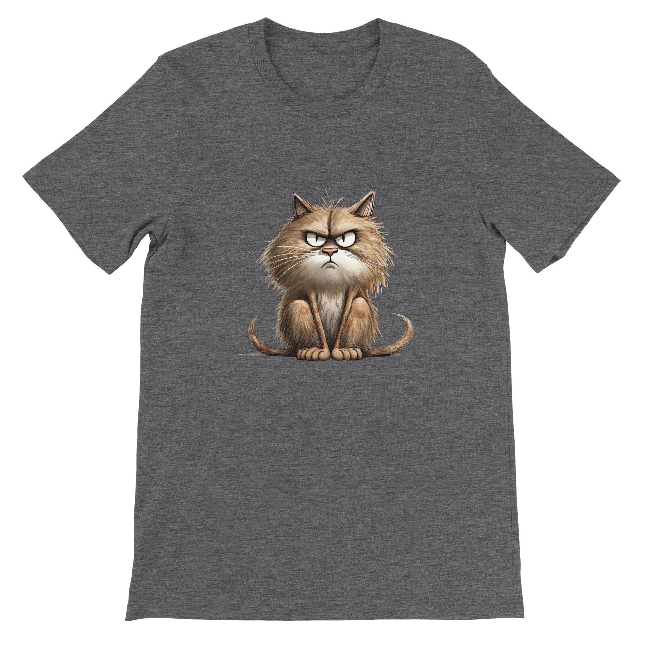 Budget Unisex Crewneck T-shirt/Cat-Angry-Face - Enet Images