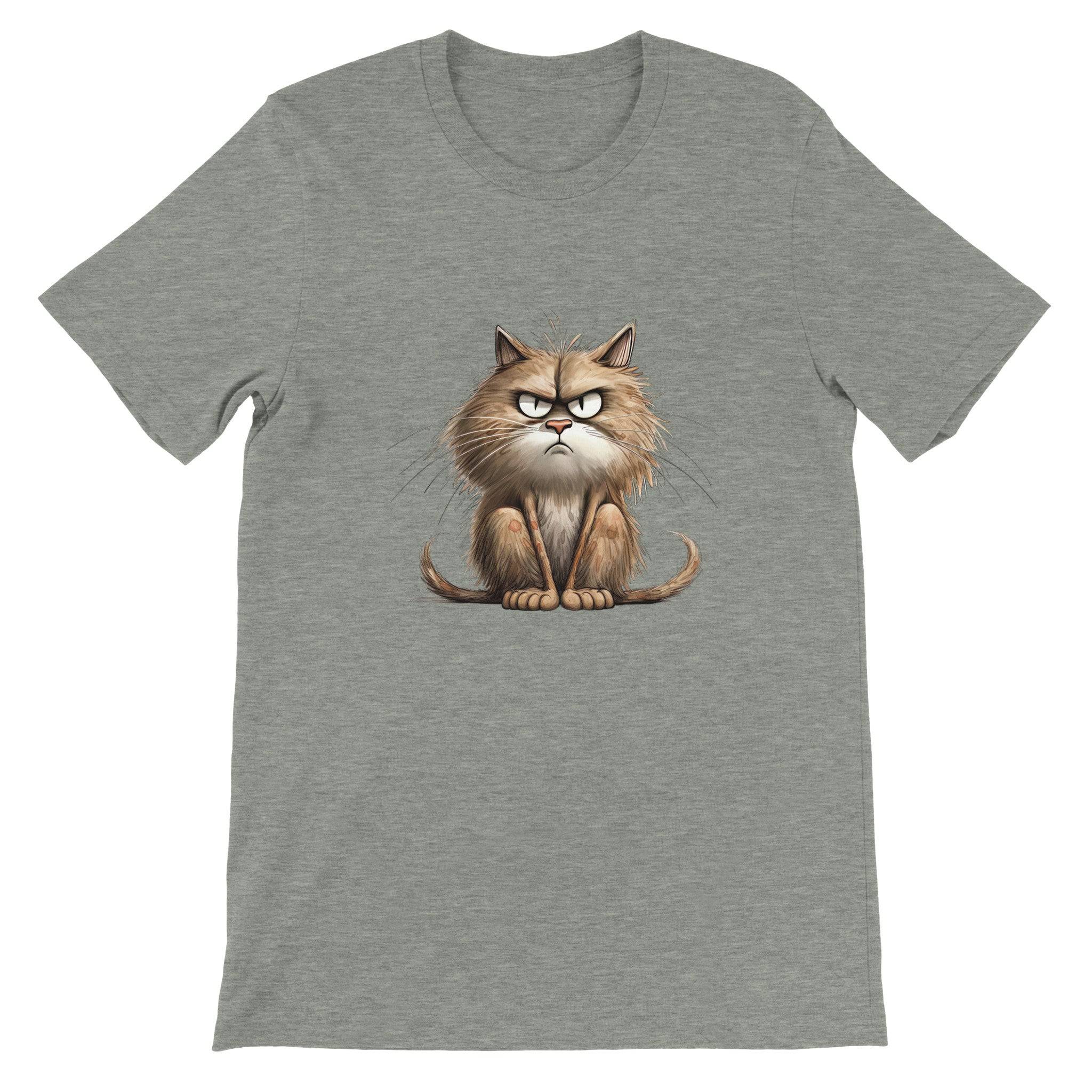 Budget Unisex Crewneck T-shirt/Cat-Angry-Face - Enet Images