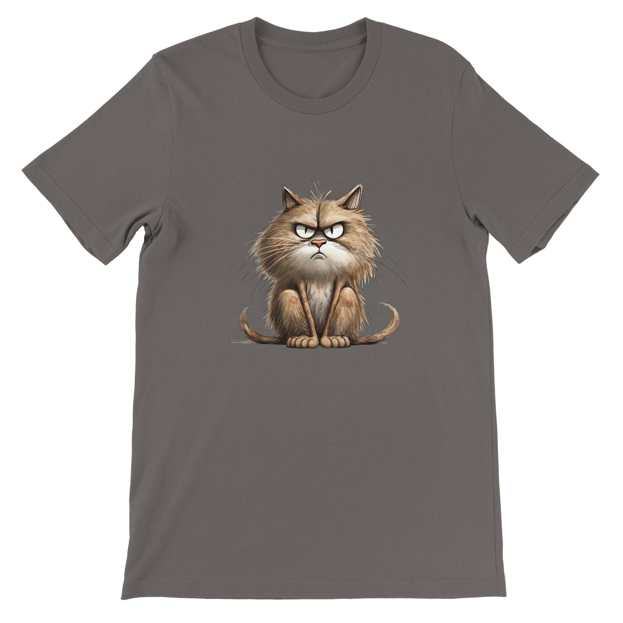 Budget Unisex Crewneck T-shirt/Cat-Angry-Face - Enet Images