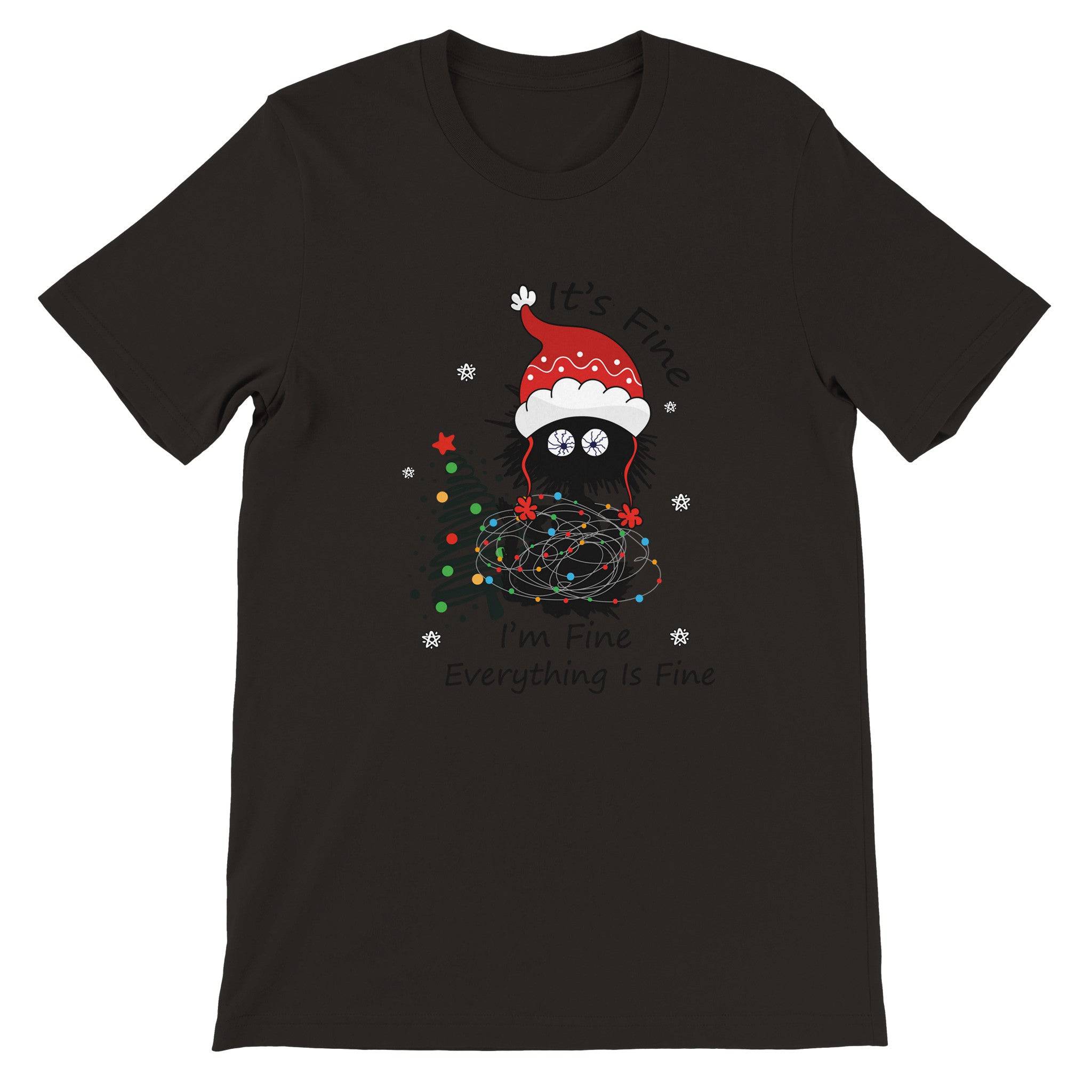 Budget Unisex Crewneck T-shirt/Cat-Christmas-Fairylights - Enet Images