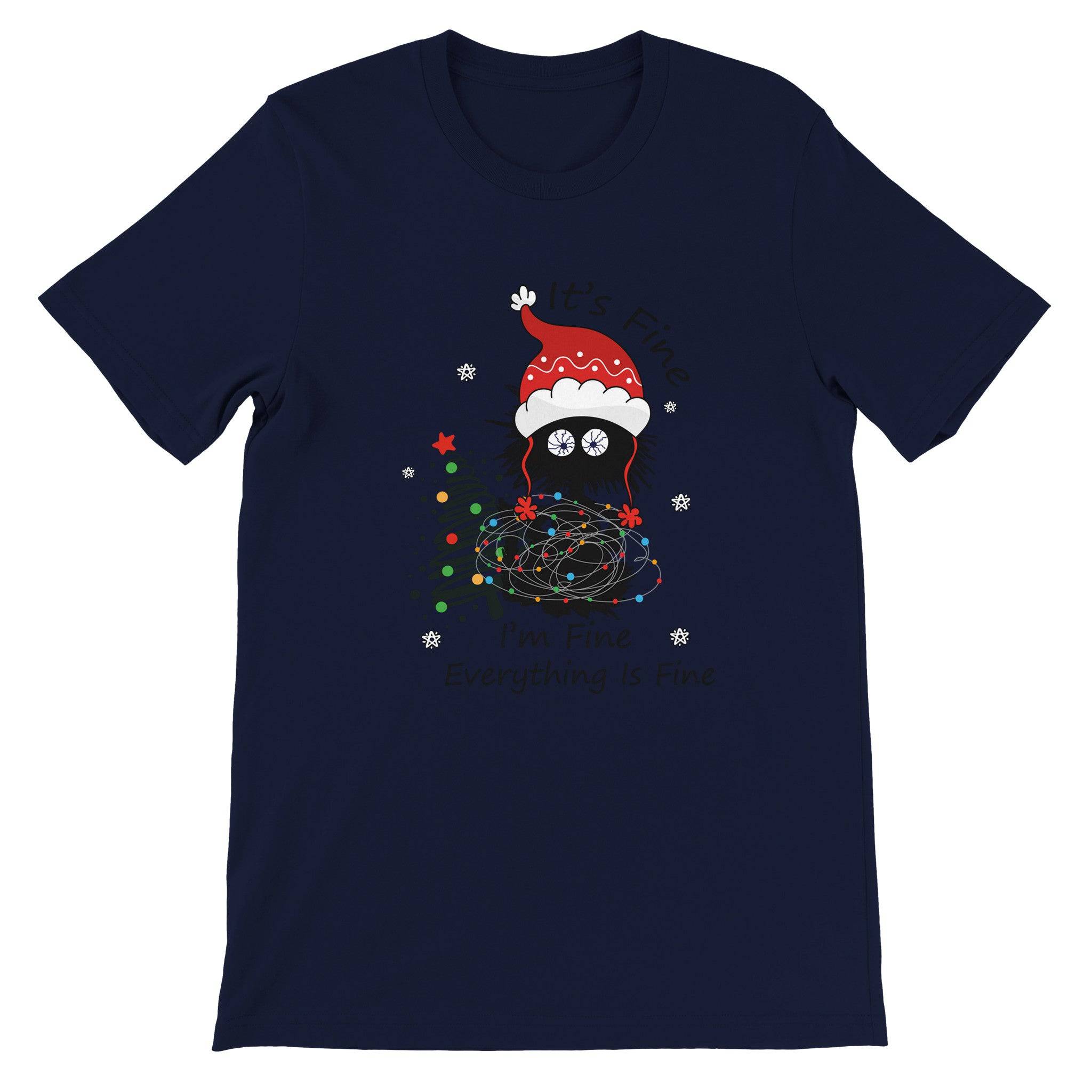 Budget Unisex Crewneck T-shirt/Cat-Christmas-Fairylights - Enet Images
