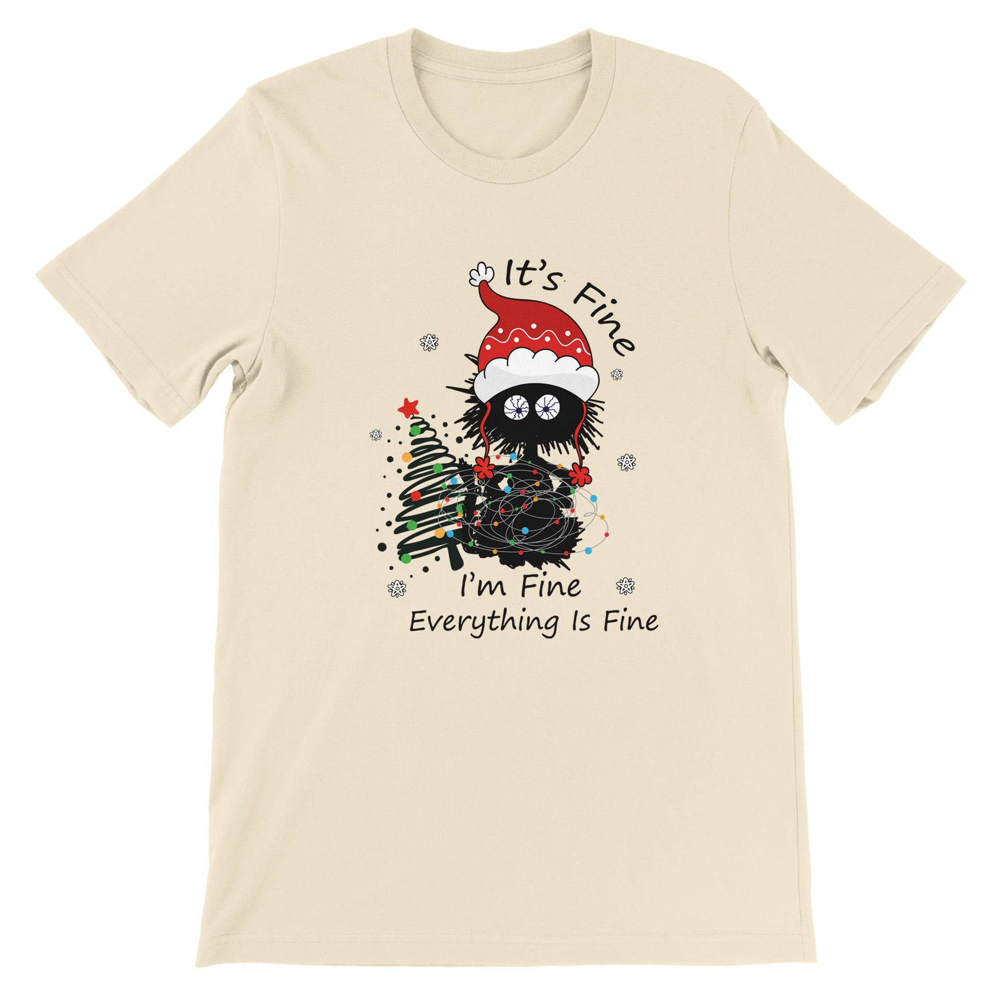 Budget Unisex Crewneck T-shirt/Cat-Christmas-Fairylights - Enet Images