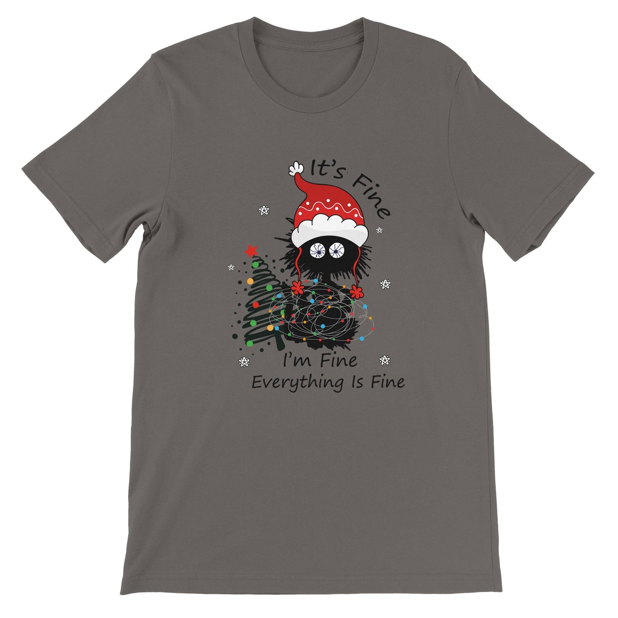 Budget Unisex Crewneck T-shirt/Cat-Christmas-Fairylights - Enet Images