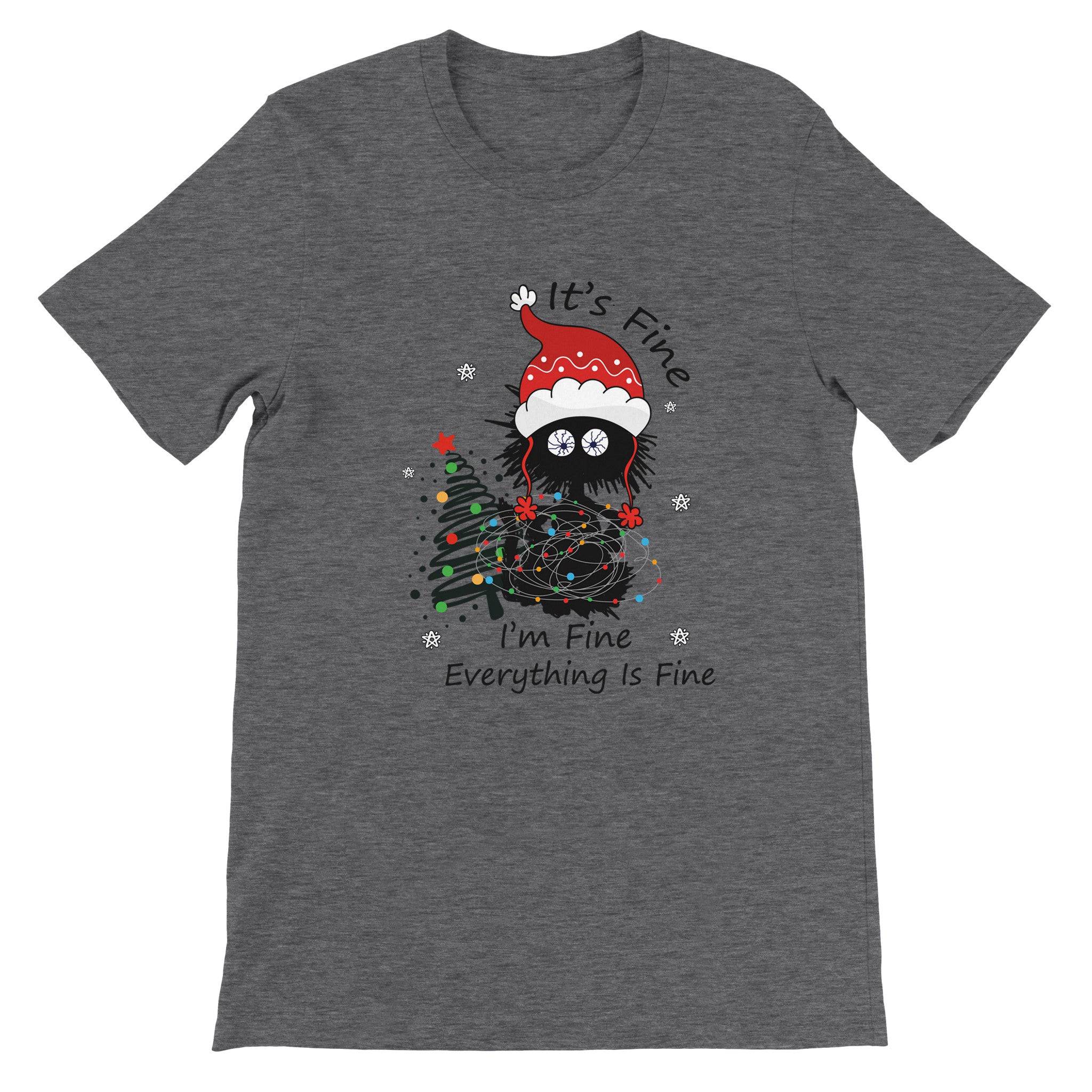 Budget Unisex Crewneck T-shirt/Cat-Christmas-Fairylights - Enet Images