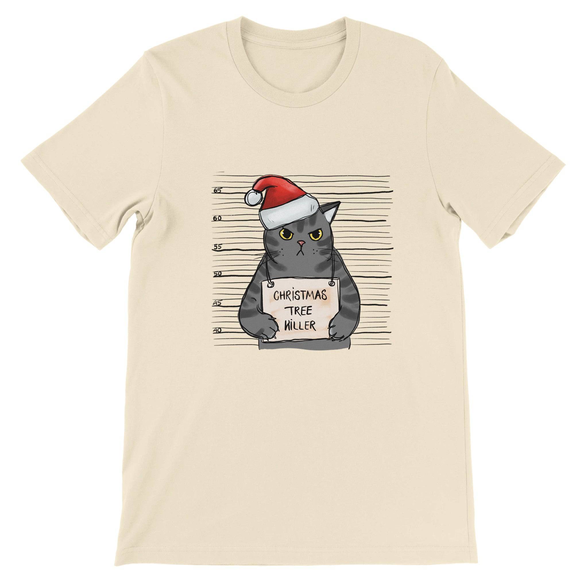 Budget Unisex Crewneck T-shirt/Cat-Christmas Tree-Killer - Enet Images