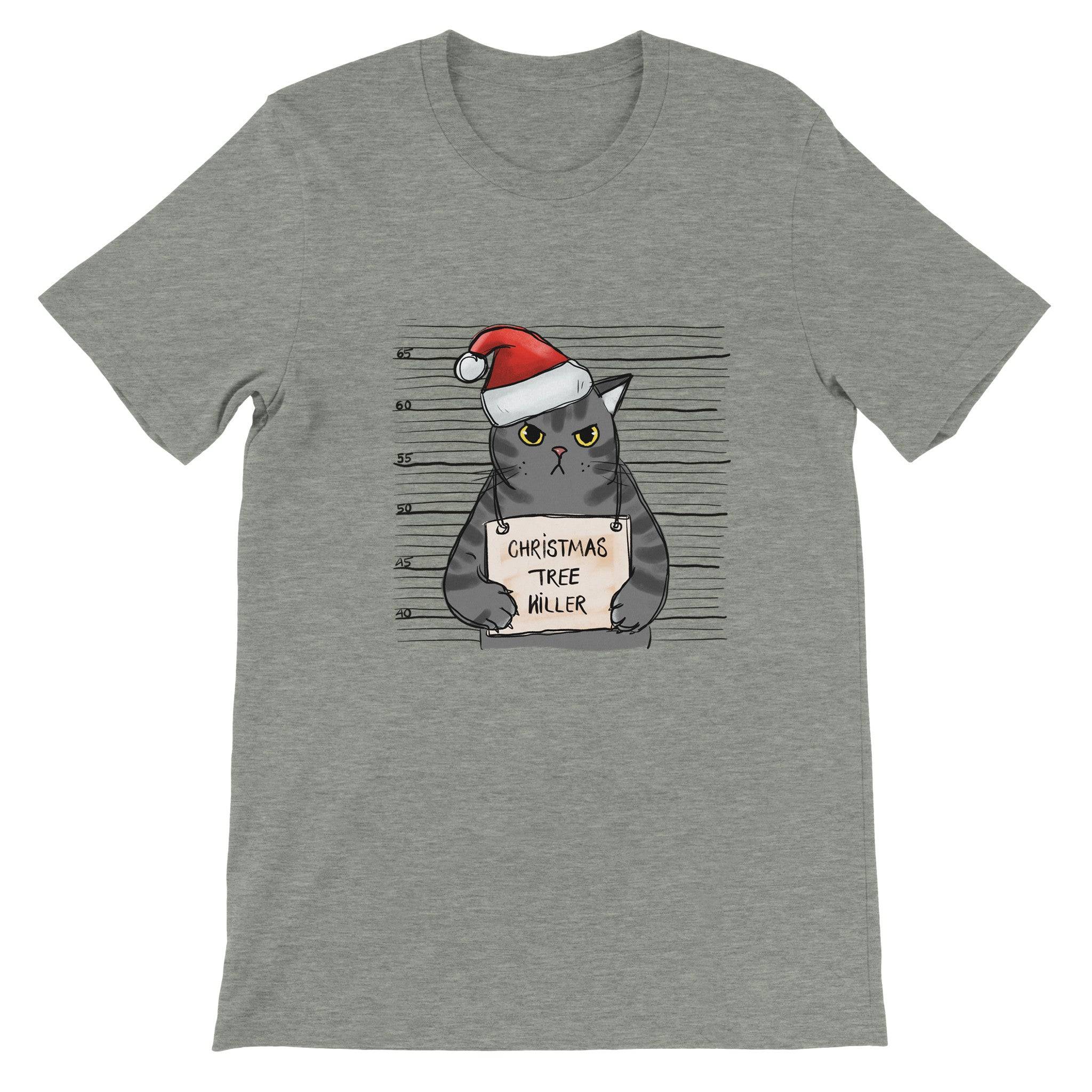Budget Unisex Crewneck T-shirt/Cat-Christmas Tree-Killer - Enet Images