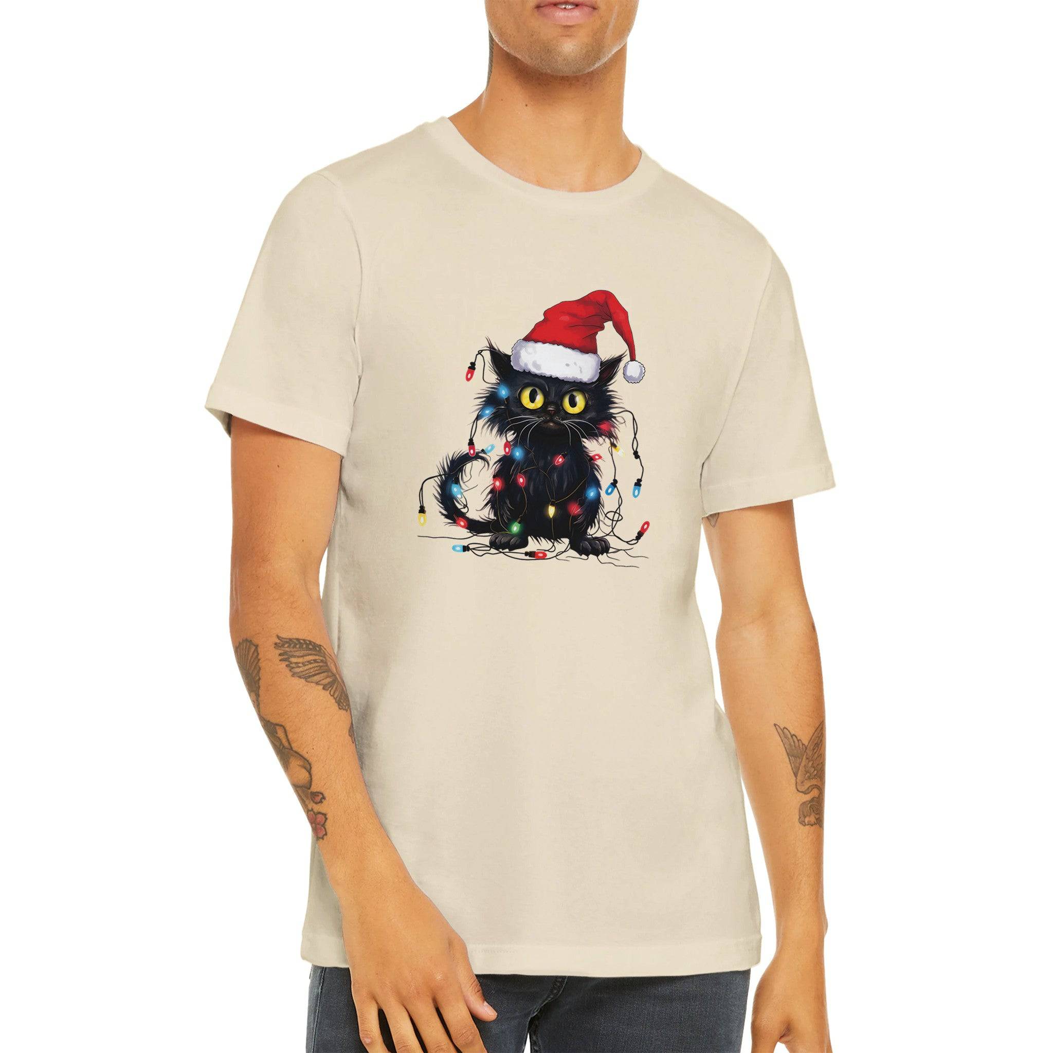 Budget Unisex Crewneck T-shirt/Cat-Fairylights - Enet Images