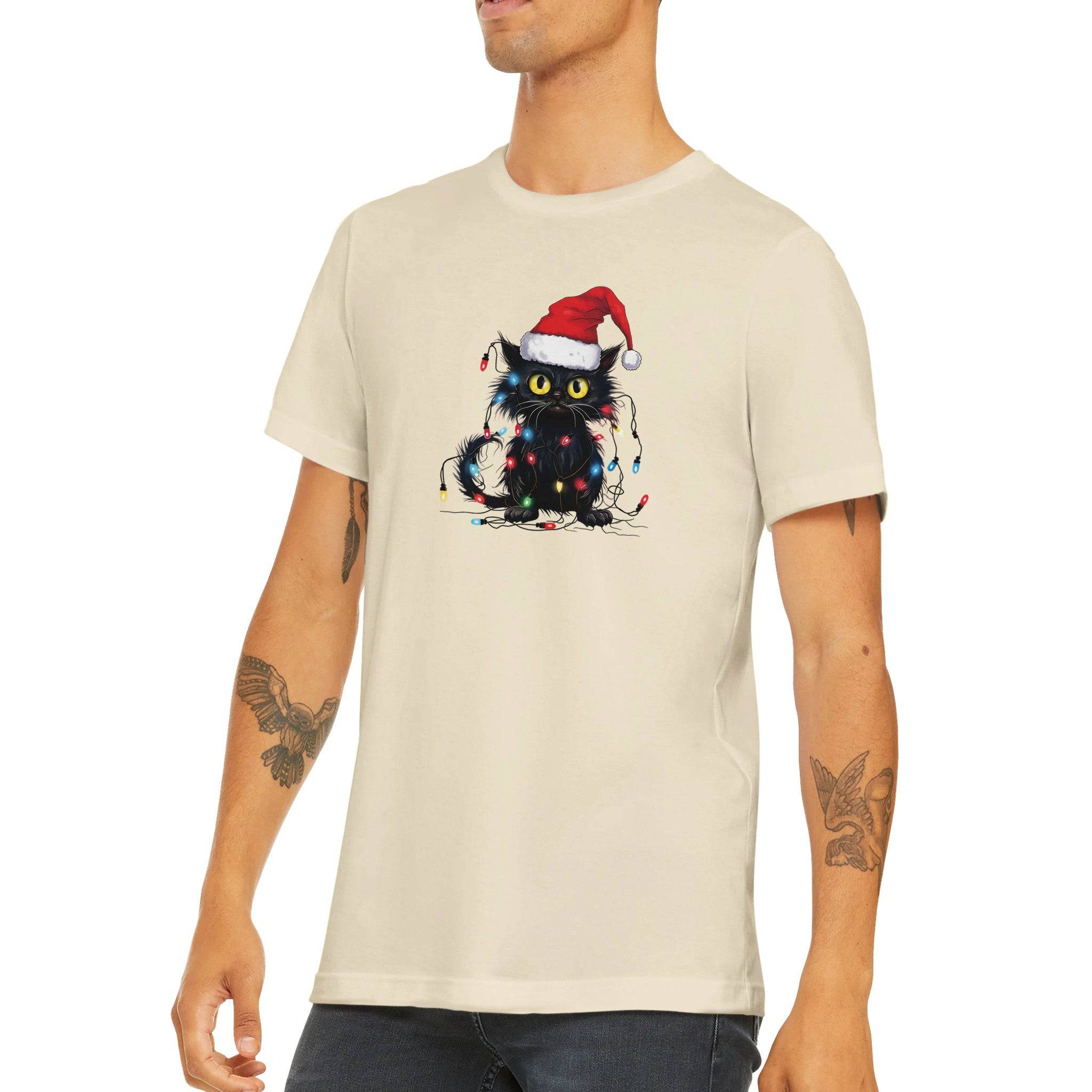 Budget Unisex Crewneck T-shirt/Cat-Fairylights - Enet Images