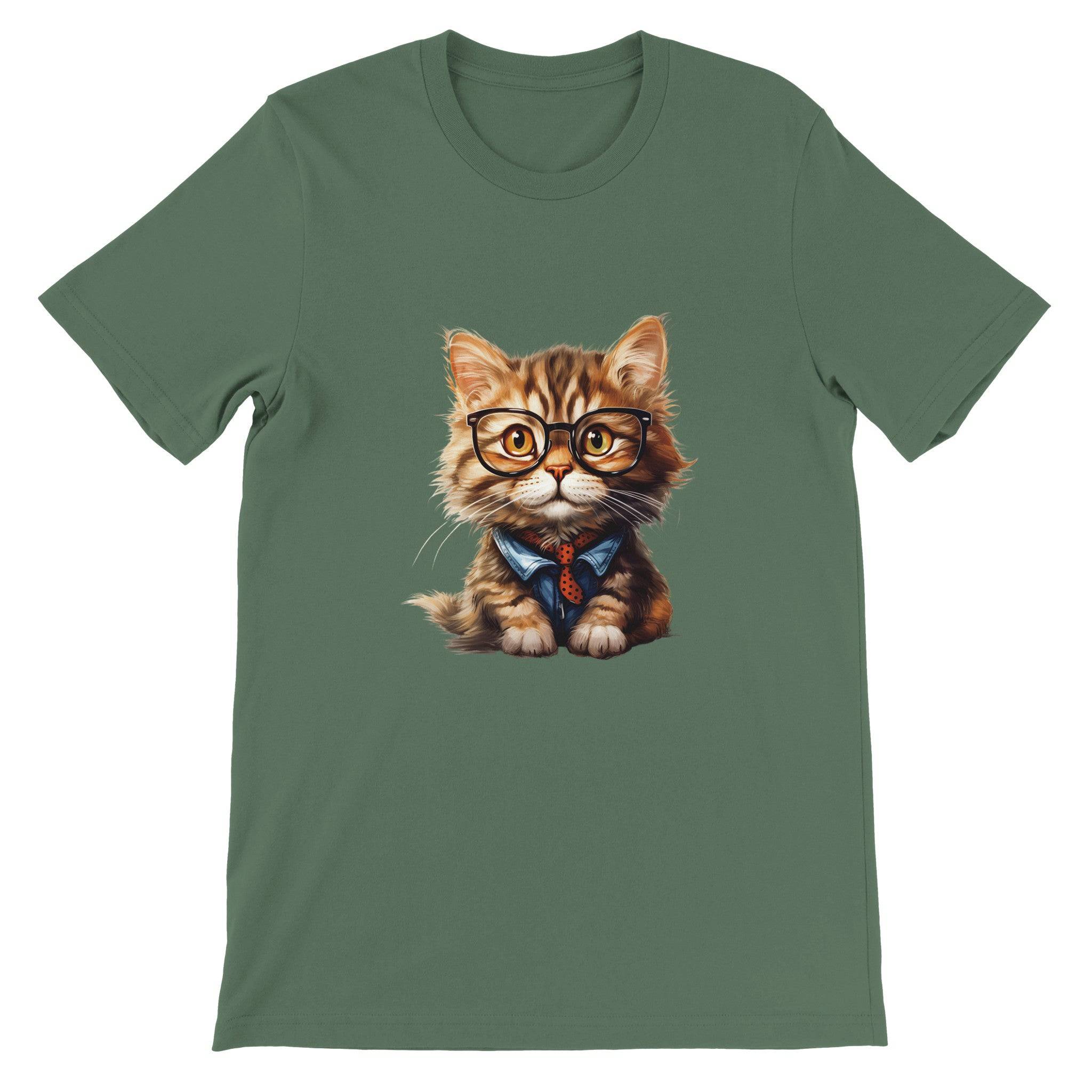 Budget Unisex Crewneck T-shirt/Cat-Glasses - Enet Images