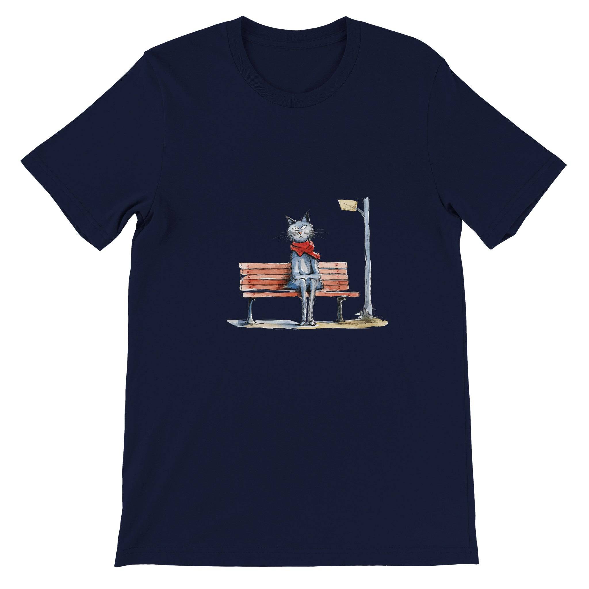 Budget Unisex Crewneck T-shirt/Cat-Loneliness - Enet Images