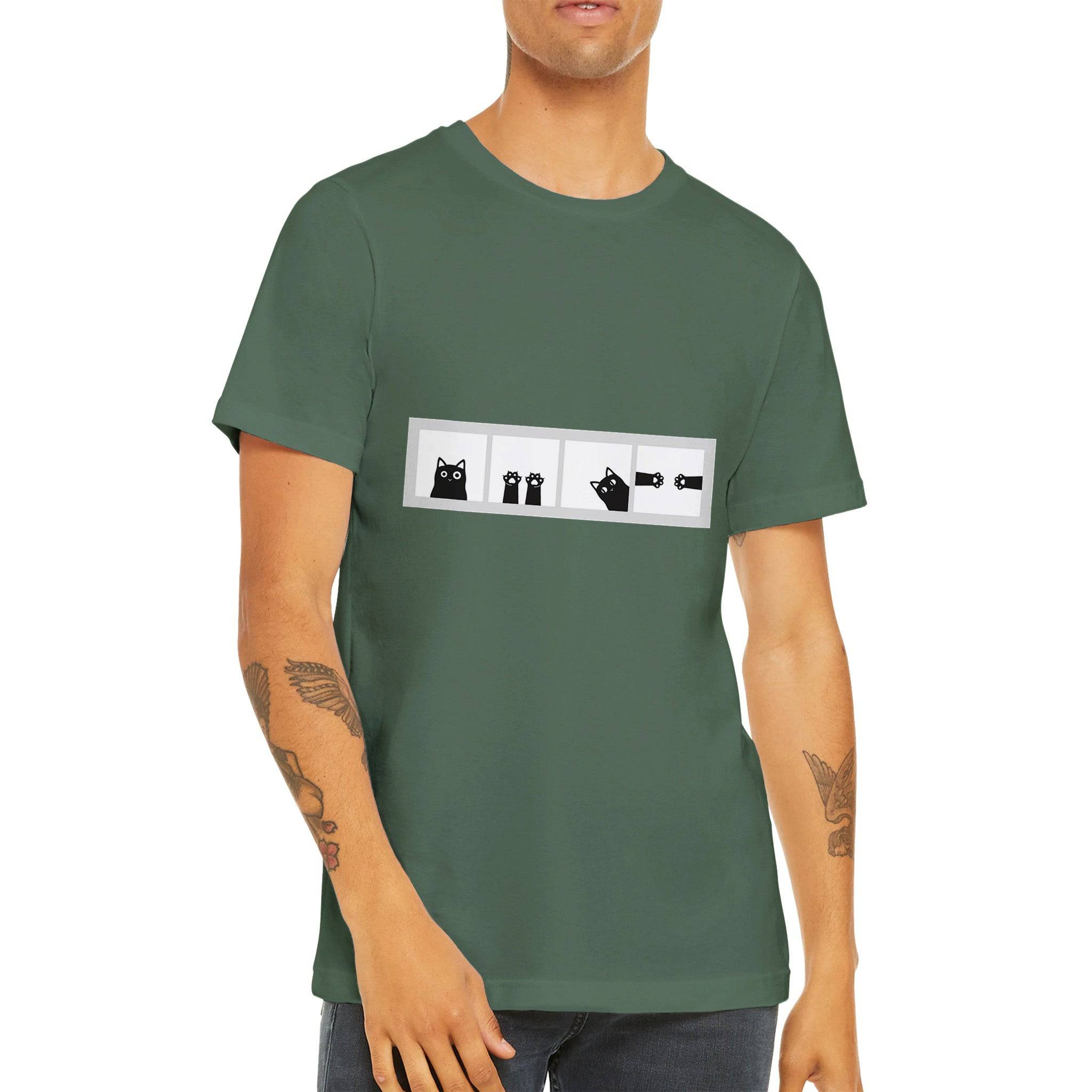 Budget Unisex Crewneck T-shirt/Cat-Paws-Windows - Enet Images