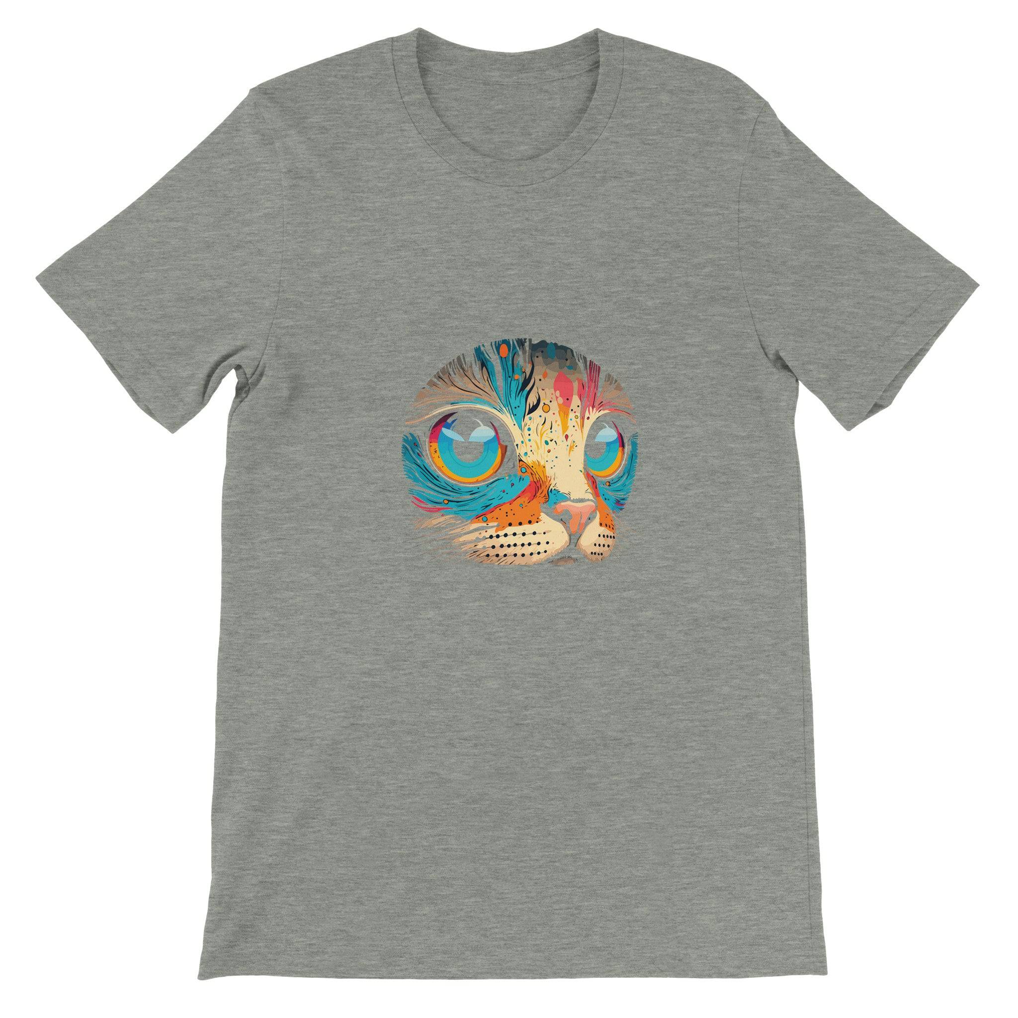 Budget Unisex Crewneck T-shirt/Colorful-Cat-Face - Enet Images