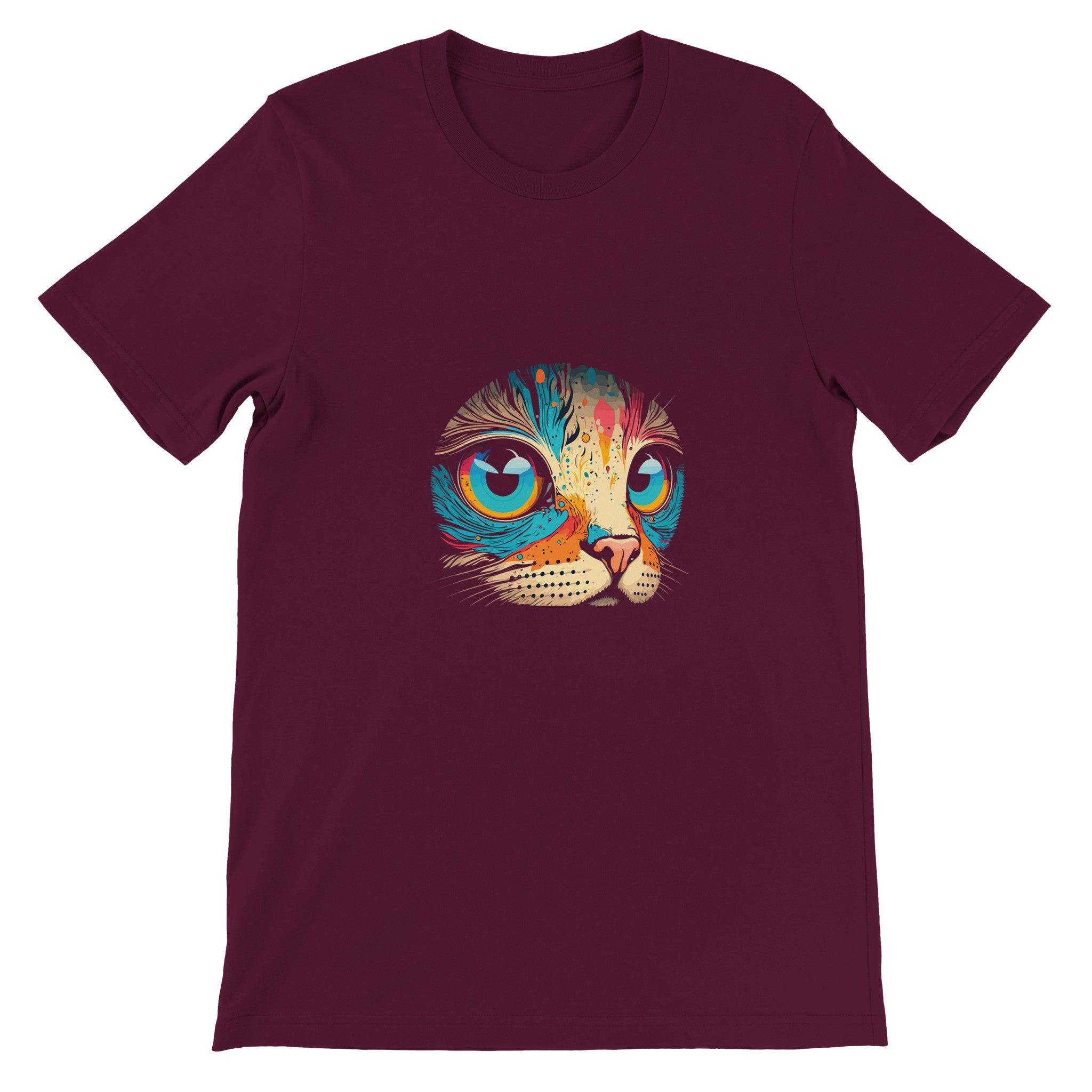 Budget Unisex Crewneck T-shirt/Colorful-Cat-Face - Enet Images