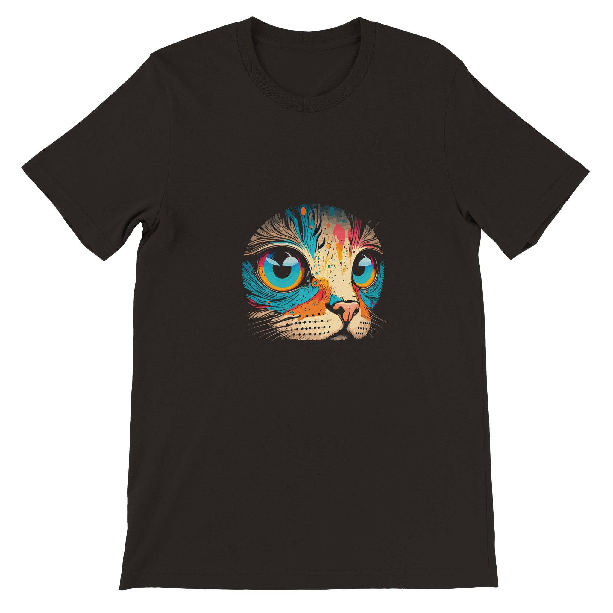 Budget Unisex Crewneck T-shirt/Colorful-Cat-Face - Enet Images