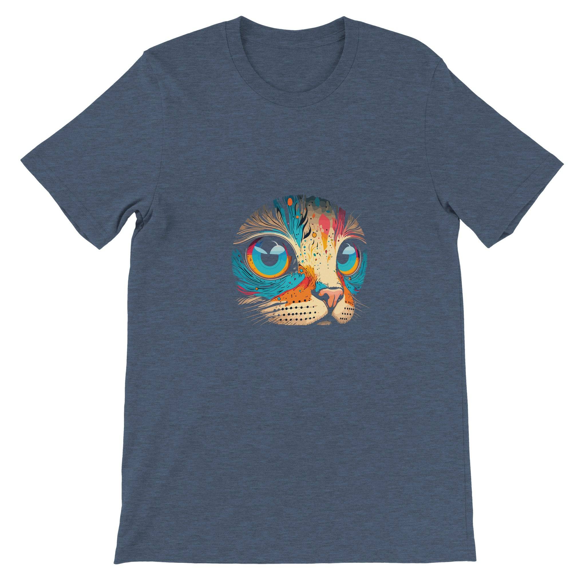Budget Unisex Crewneck T-shirt/Colorful-Cat-Face - Enet Images