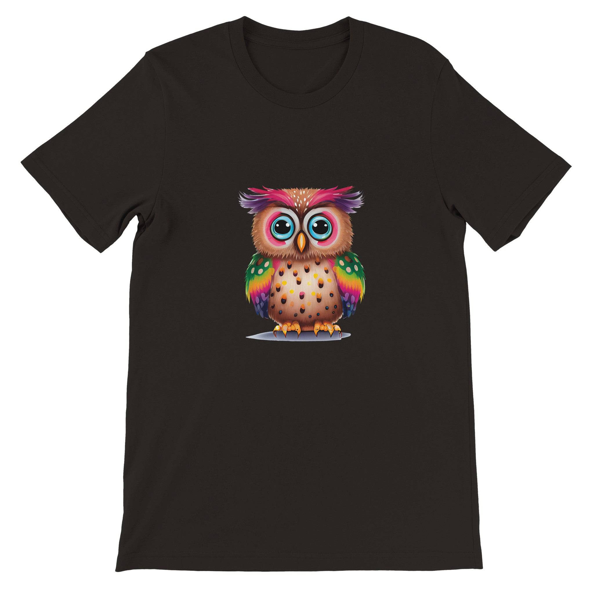 Budget Unisex Crewneck T-shirt/Colorful-Funny-Owl - Enet Images
