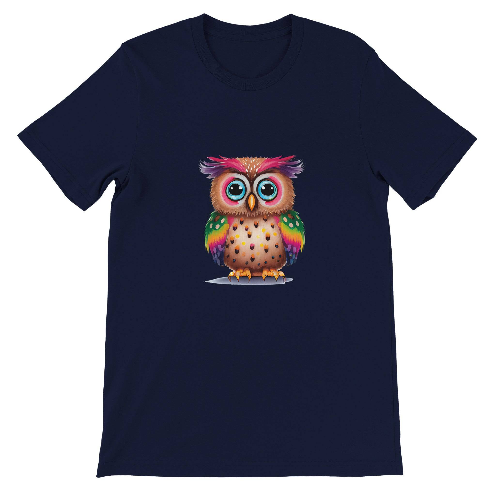 Budget Unisex Crewneck T-shirt/Colorful-Funny-Owl - Enet Images