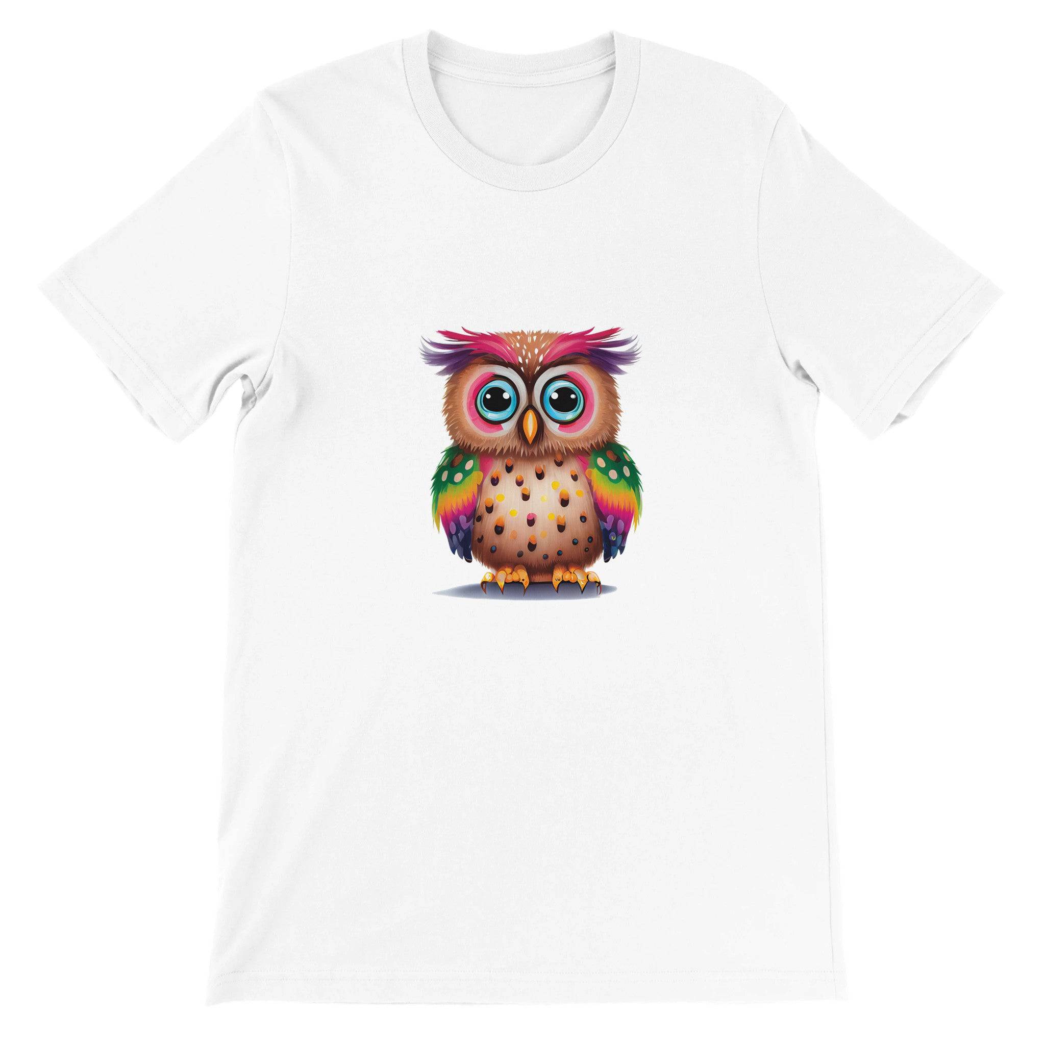 Budget Unisex Crewneck T-shirt/Colorful-Funny-Owl - Enet Images