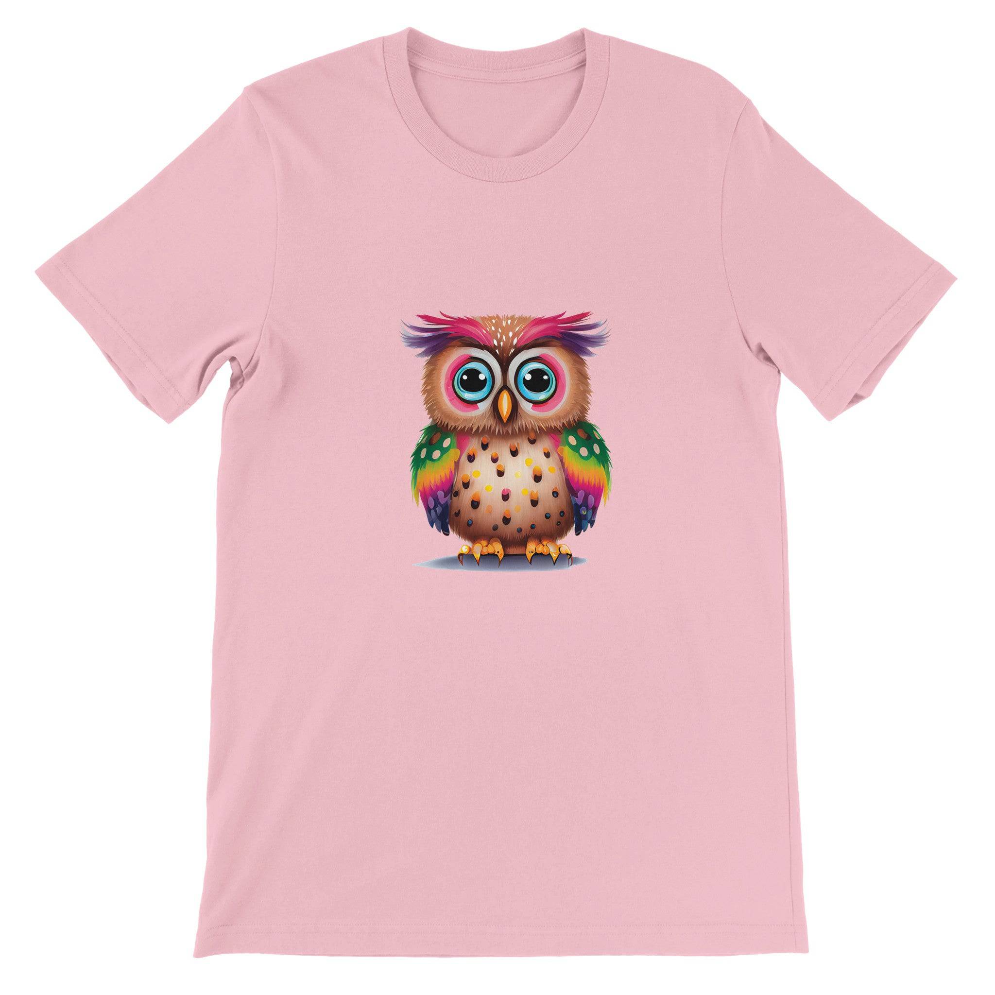 Budget Unisex Crewneck T-shirt/Colorful-Funny-Owl - Enet Images
