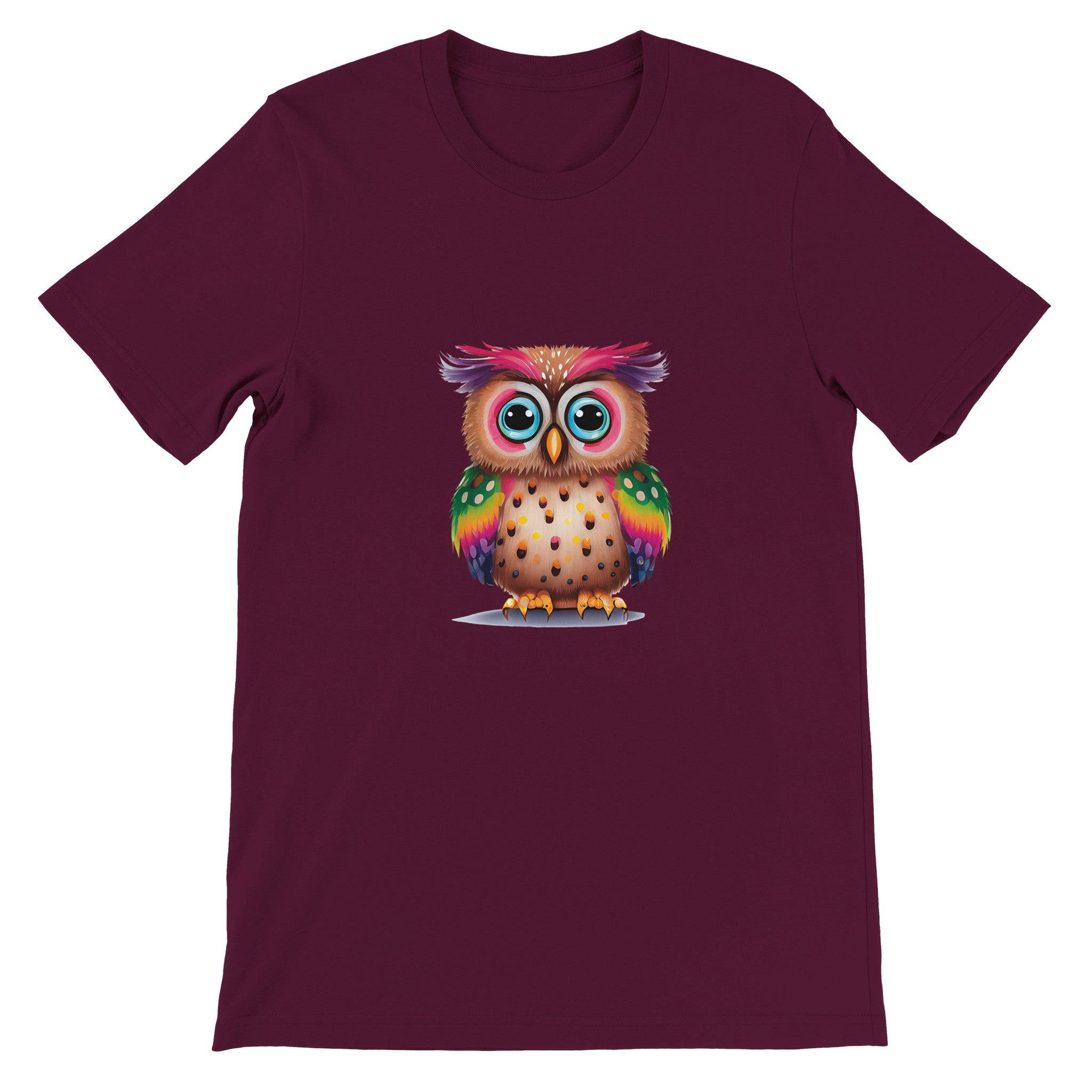 Budget Unisex Crewneck T-shirt/Colorful-Funny-Owl - Enet Images