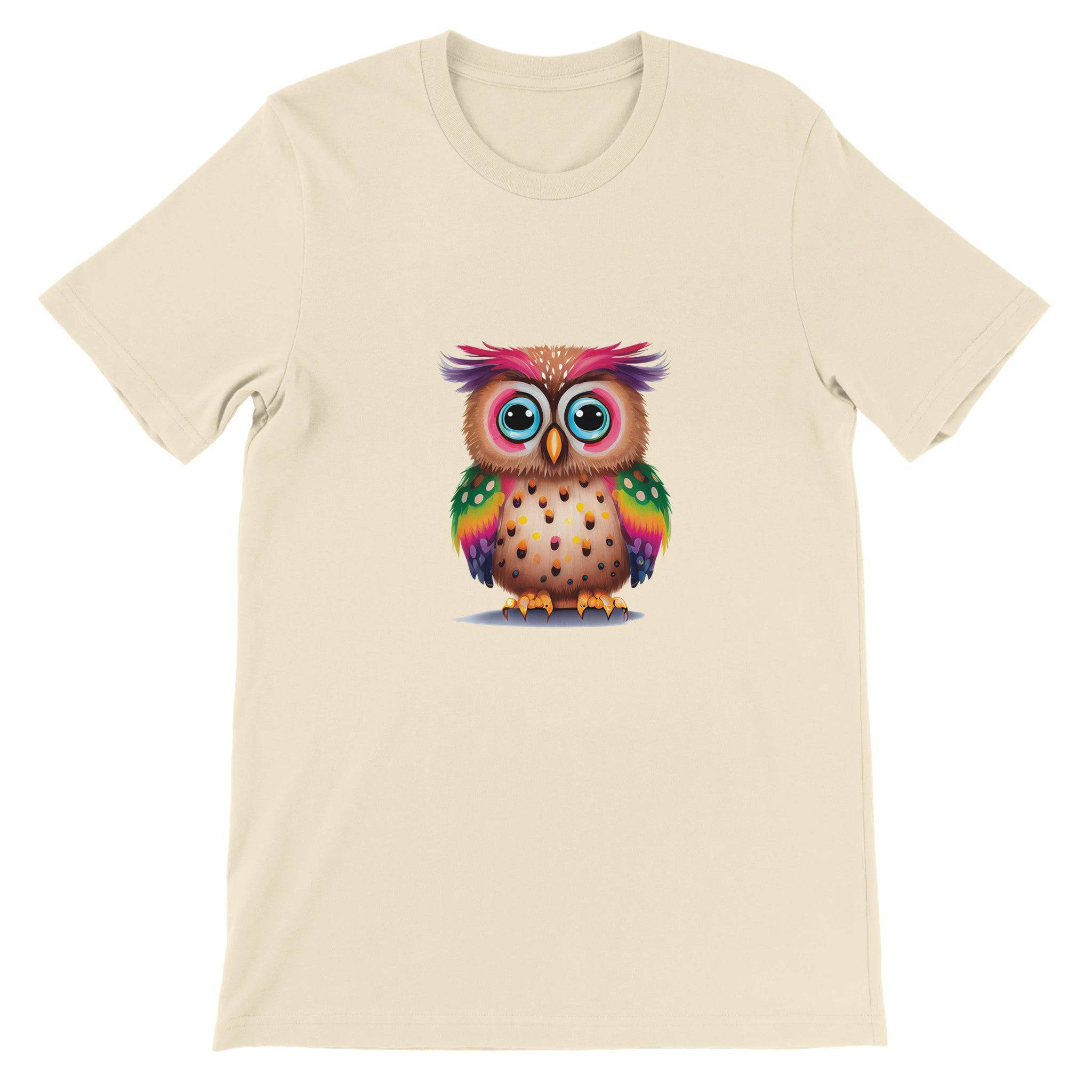 Budget Unisex Crewneck T-shirt/Colorful-Funny-Owl - Enet Images